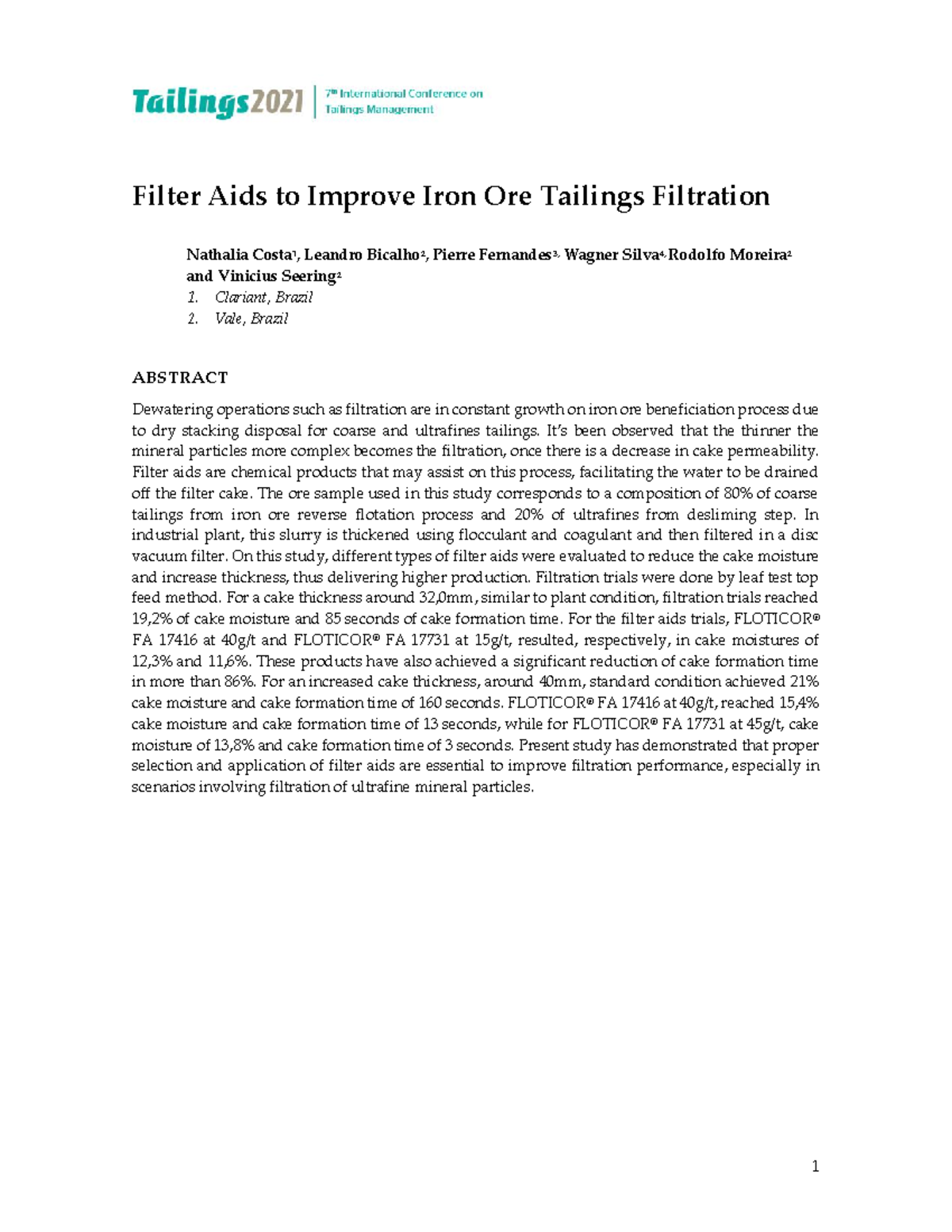 Filter Aids for Enhanced Iron Ore Tailings Filtration (ENGR 34) - Studocu
