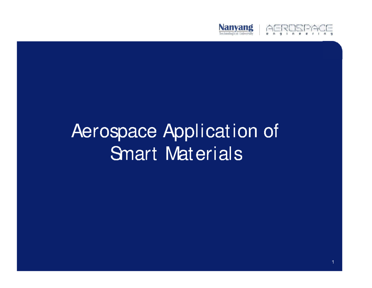 Aerospace Application of Smart Materials - Studocu