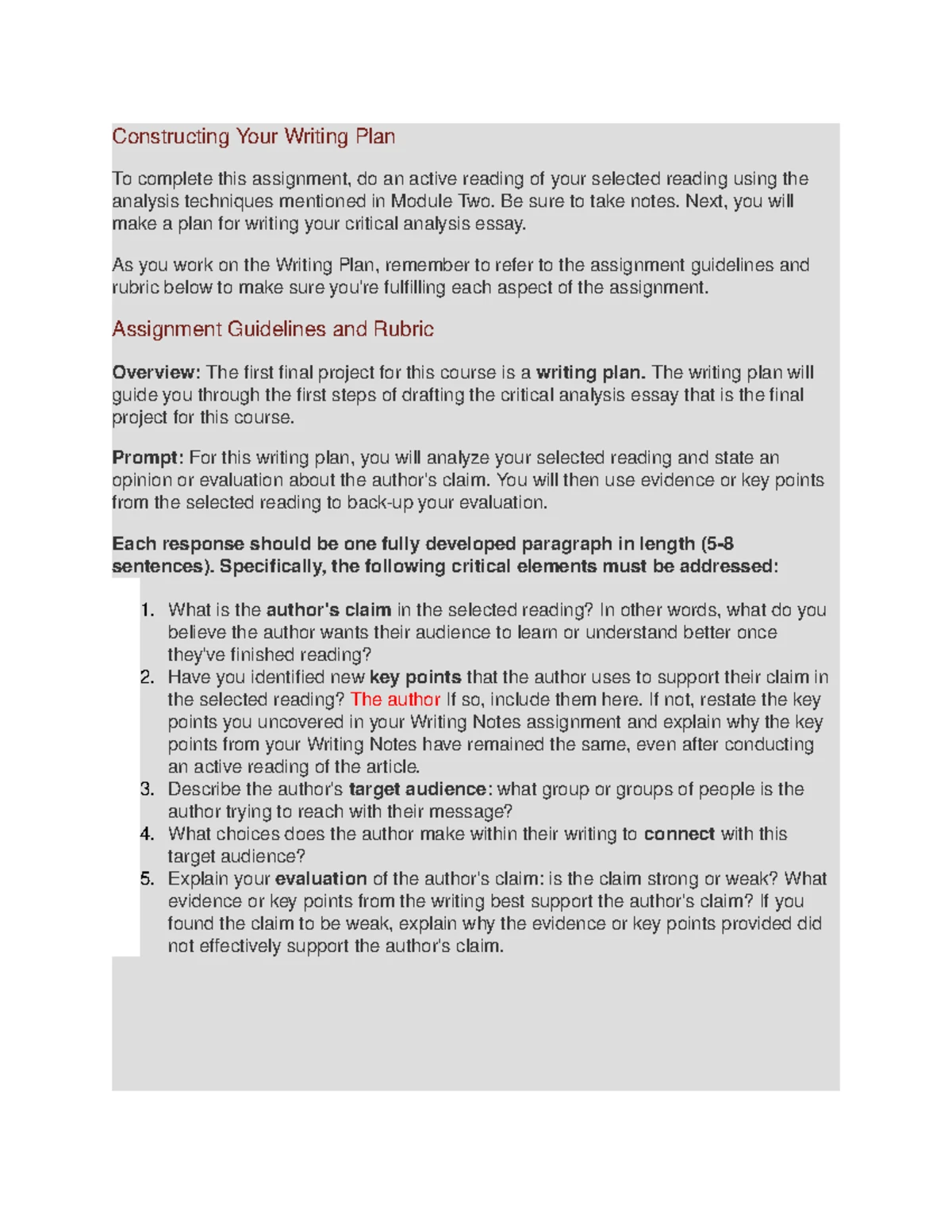 3.2 Writing plan ENG122 - English 122 3-2 Assignment: Writing Plan Beth ...