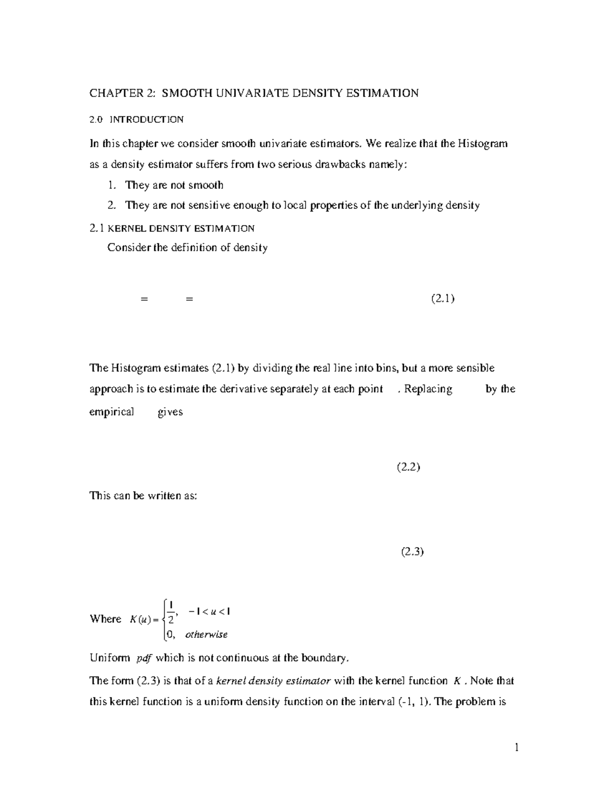 Chapter 2: Kernel Density Estimation in Univariate Analysis - Studocu