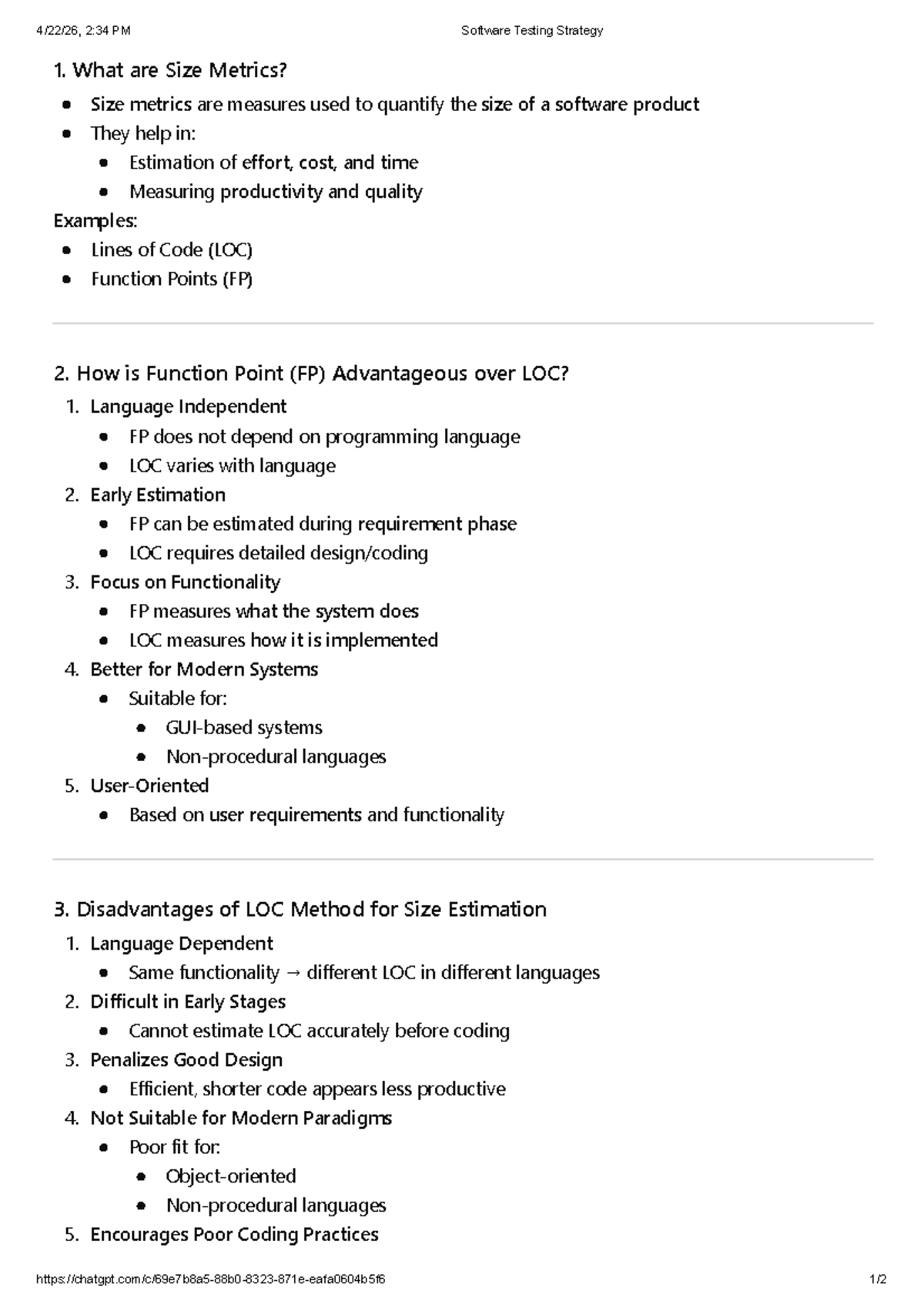 CS101: Software Testing Strategy - Size Metrics Overview - Studocu