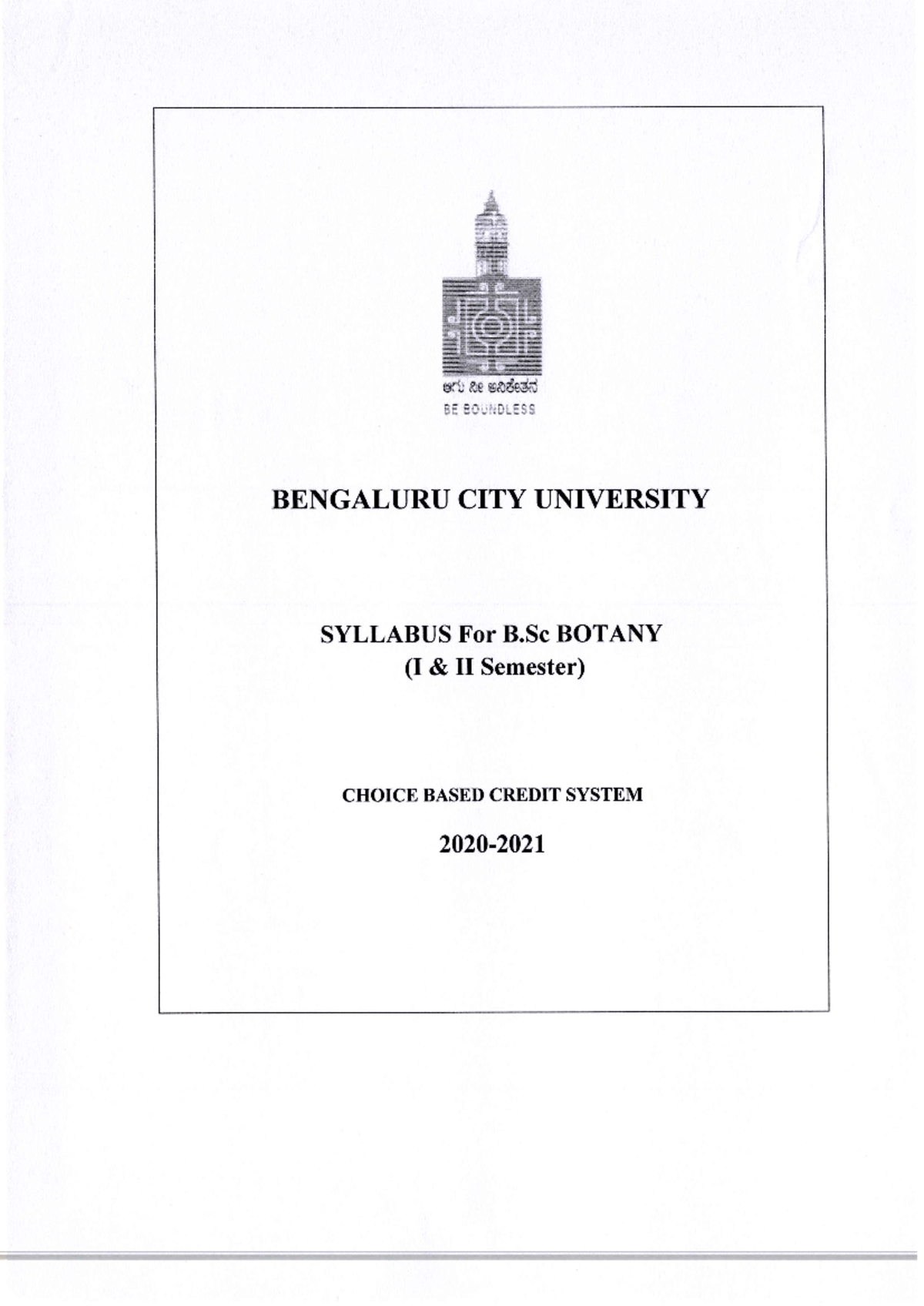 Botany syllabus - BENGALURU CITY UNIVBRSITY SYLLABUS For B BOTANY (I ...