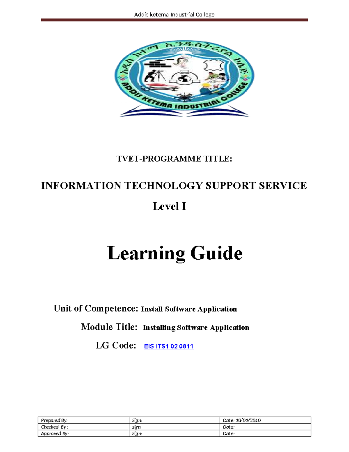 Install Software Application Learning Guide (ITS1 02 0811) - Studocu