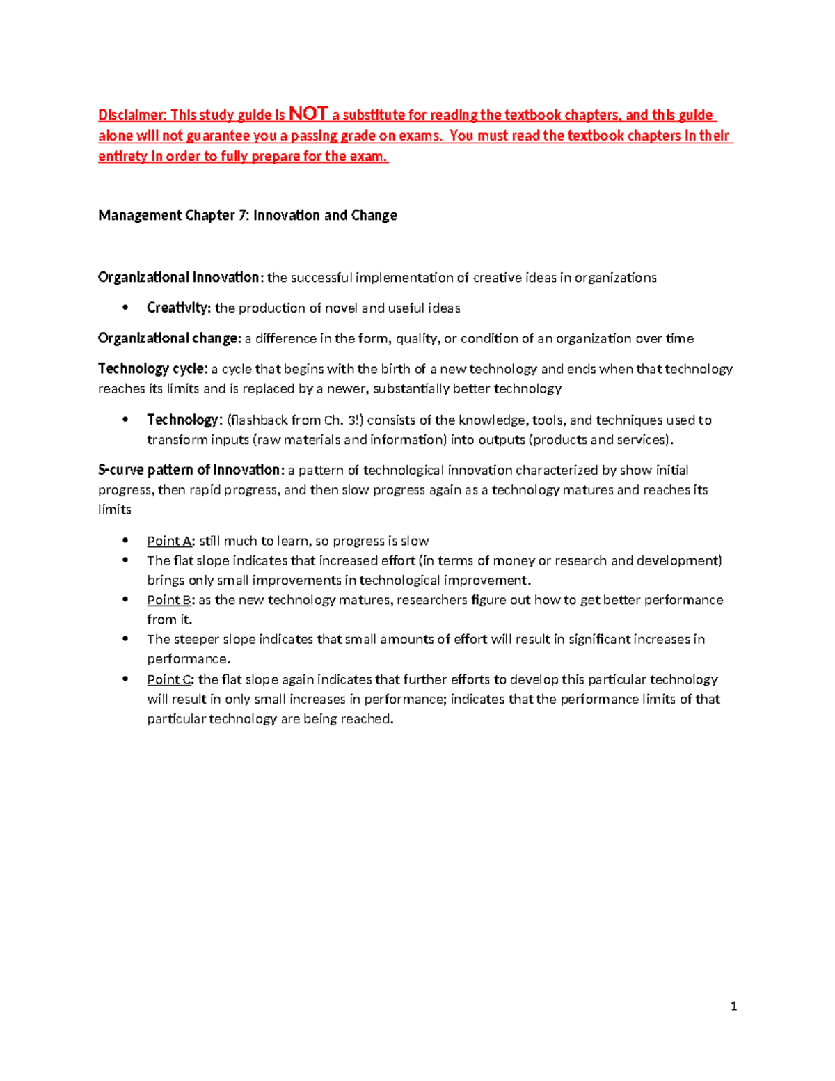Chapter 7 Study Guide: Understanding Innovation and Change in ...
