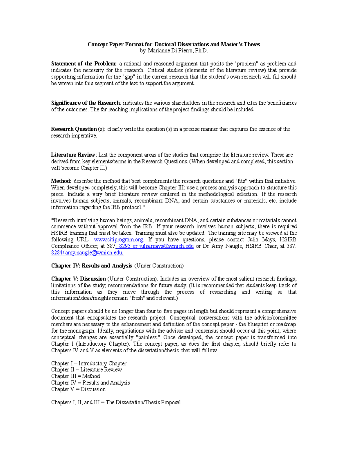 Format Guide for Doctoral Dissertations Concept Paper - Studocu