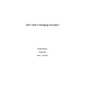 QHT1 Task 1: Cost Considerations for Quality Management - Studocu