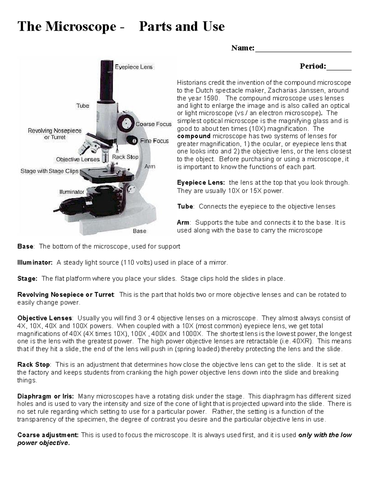 Microscope Use Guide: Parts, Focus Techniques & Slide Prep - Studocu