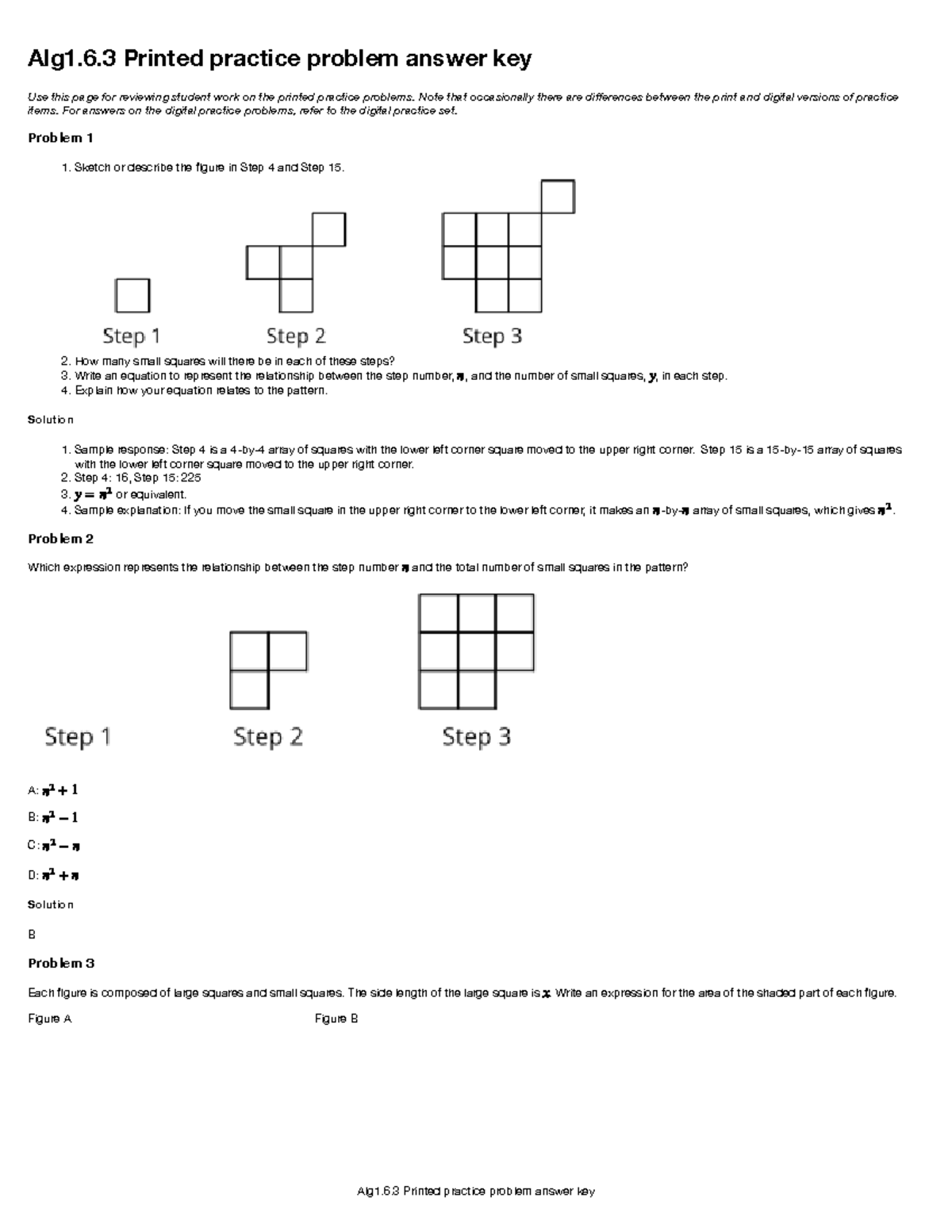 Algebra 1.6.3 Practice Problems Answer Key and Solutions - Studocu