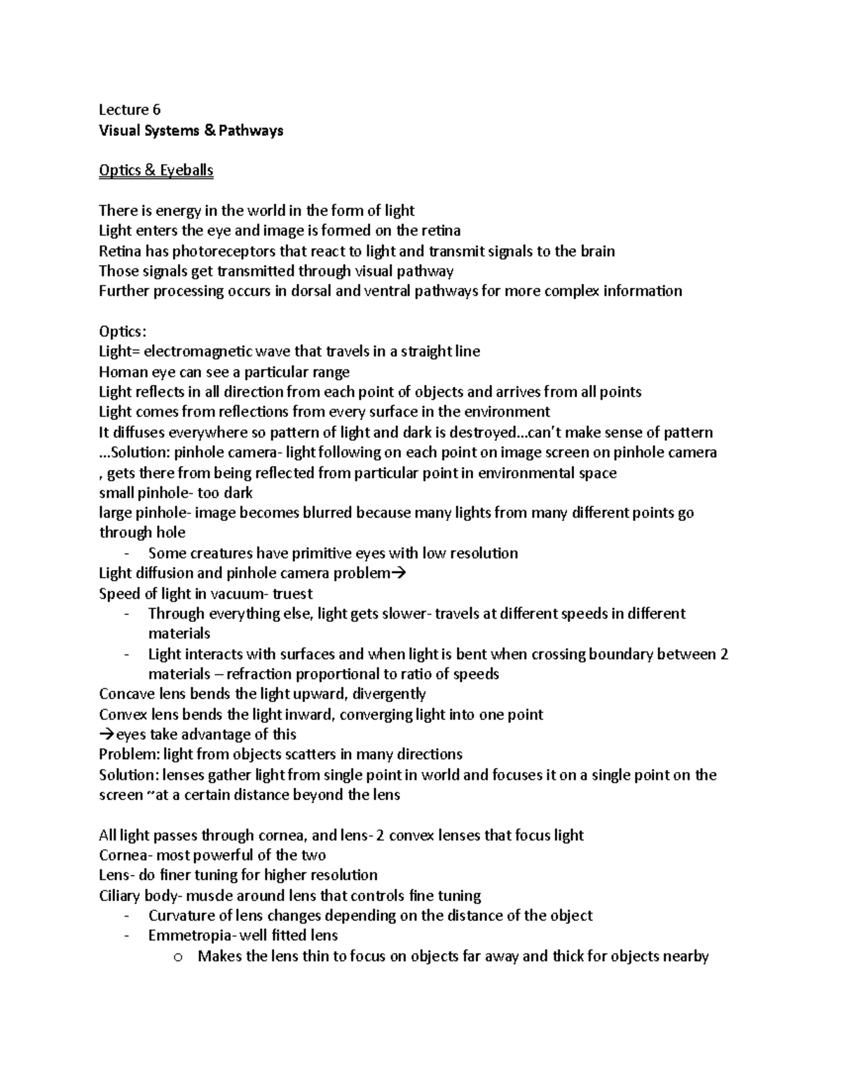 Lecture 6: Visual Systems & Pathways - Understanding Light and the Eye ...