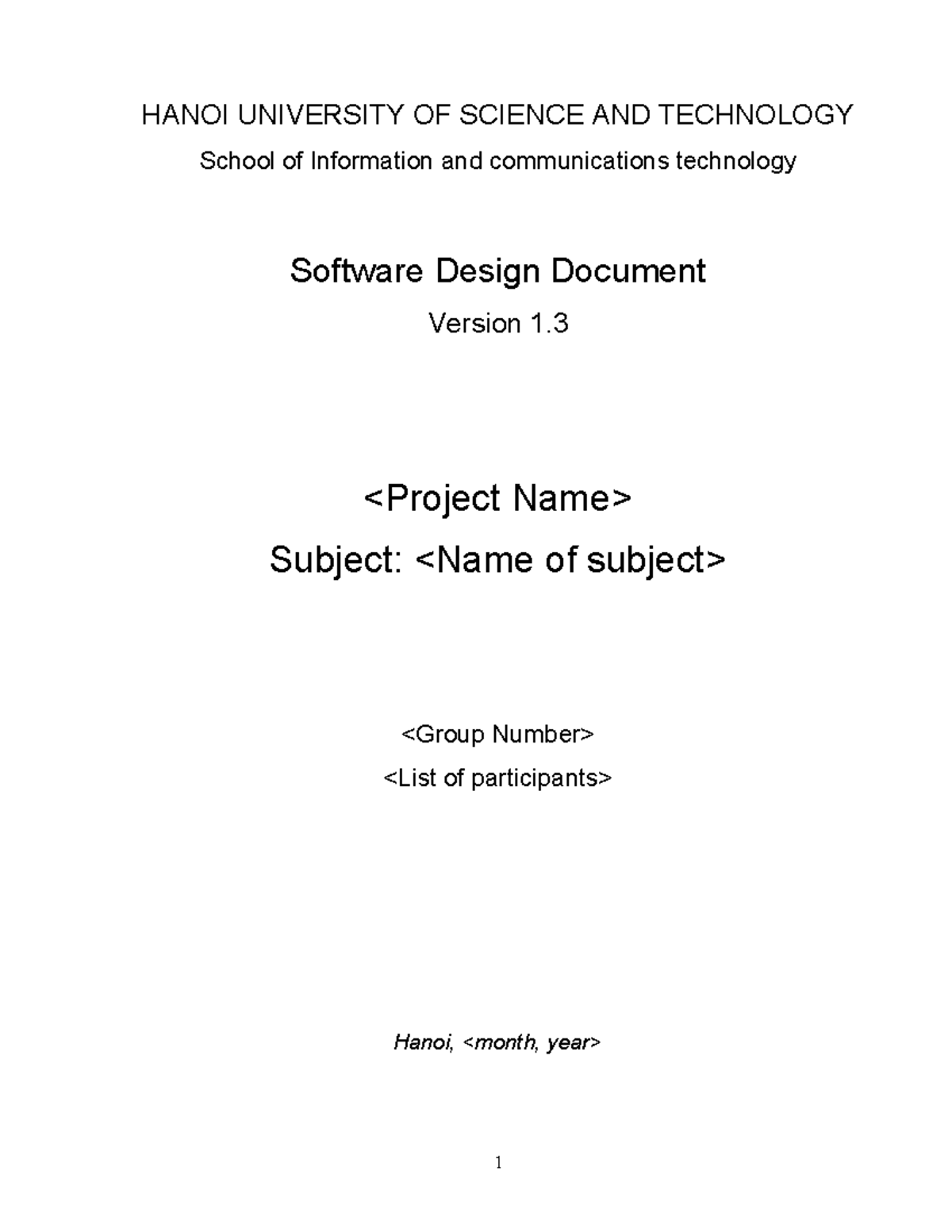 Software Design Document (SDD) v1.3 for ICT Course at HUST - Studocu