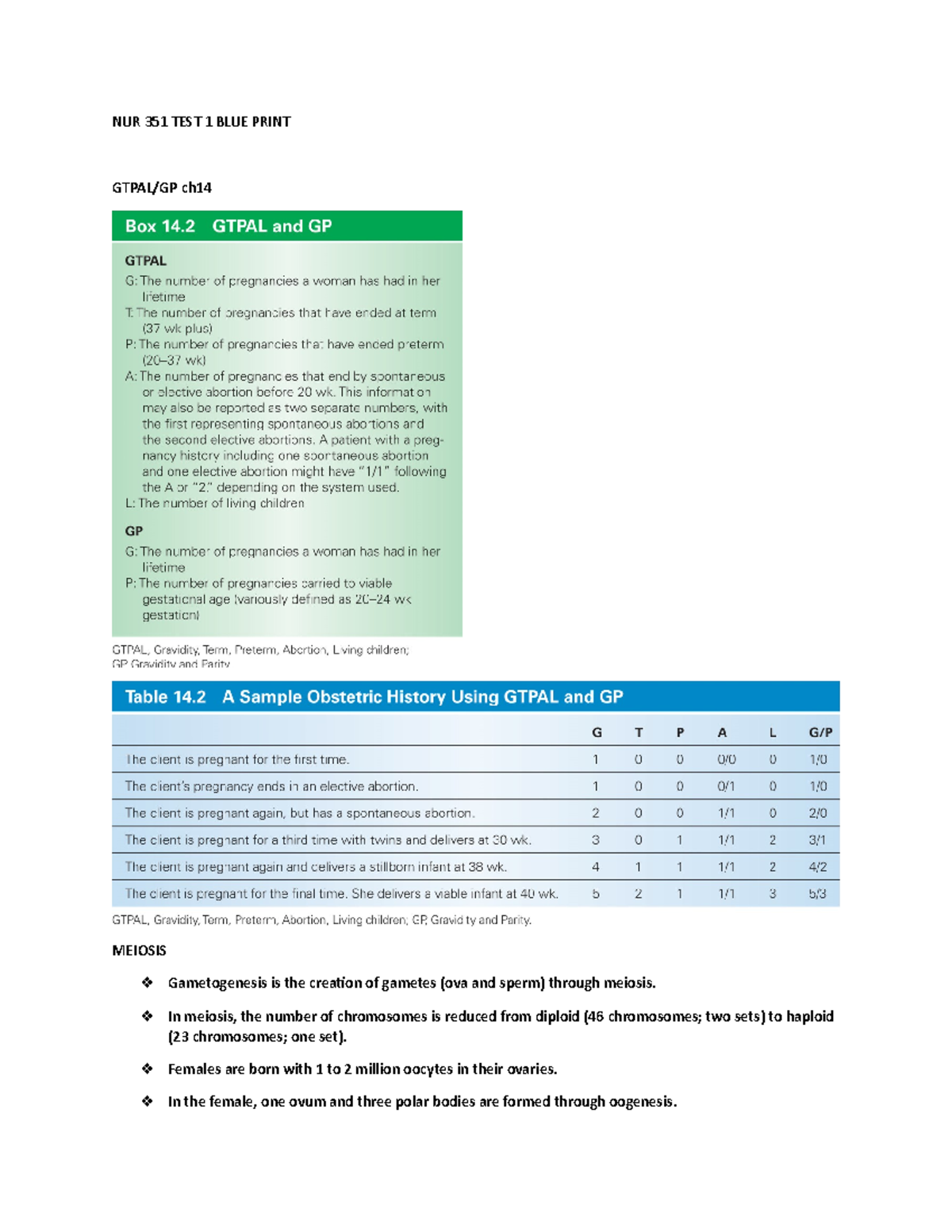 NUR 351 Exam 1 Blueprint: Key Concepts and Reproductive Insights - Studocu