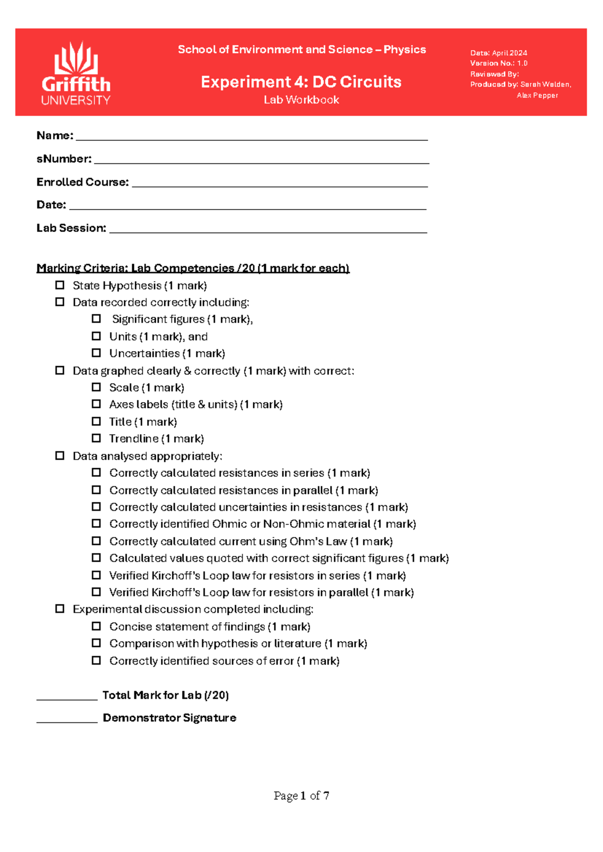 Physics Experiment 4: DC Circuits Lab Workbook (Lab4) - Studocu