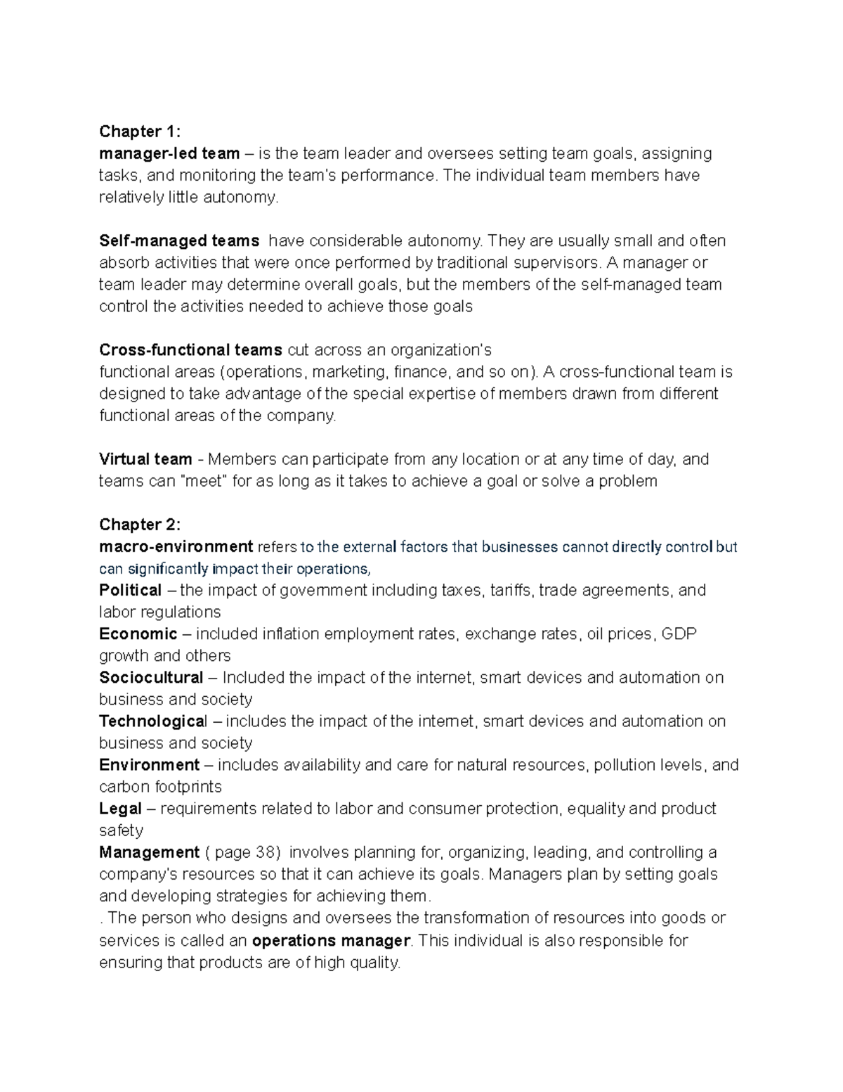Final Exam Study Guide Exam MGT 1104 - Chapter 1: manager-led team – is ...