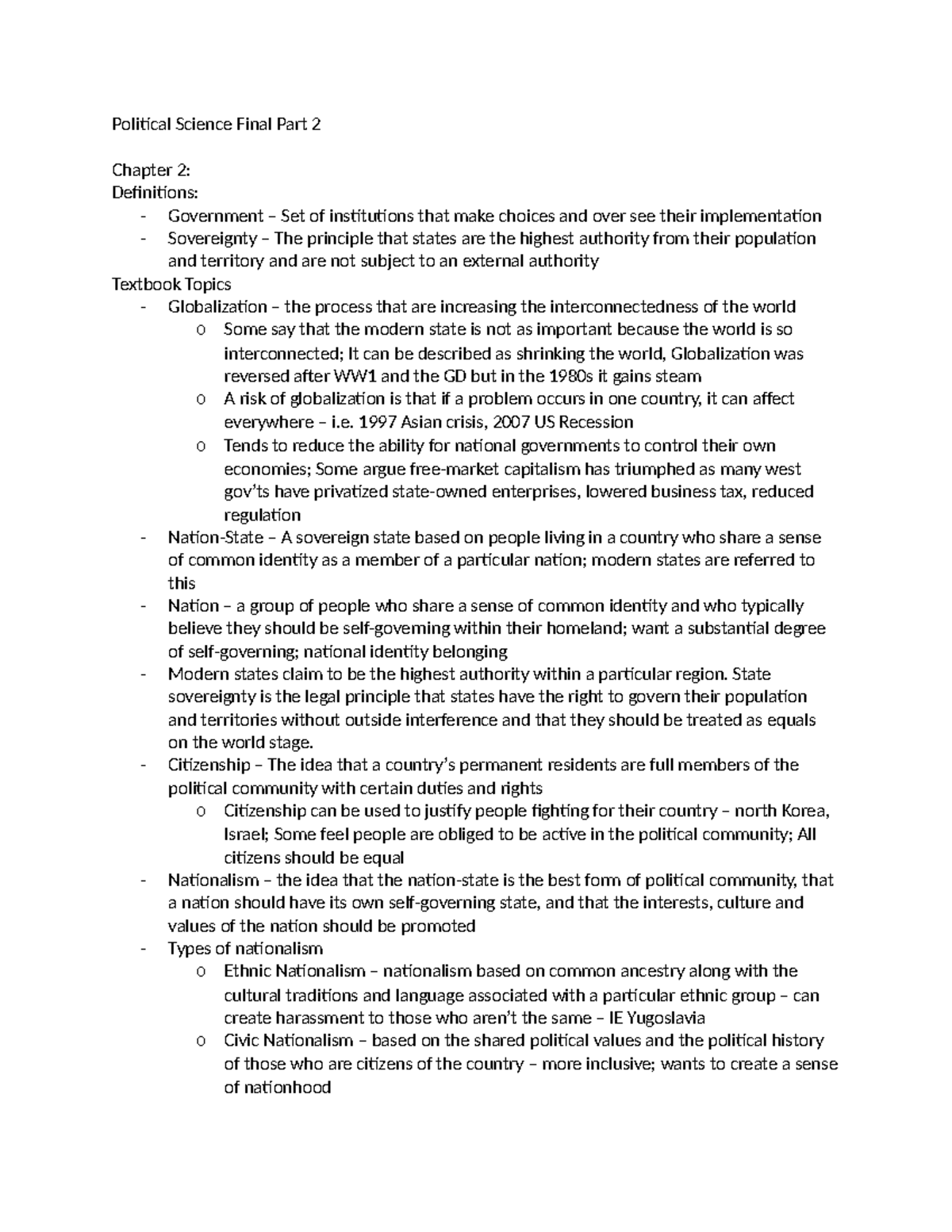Political Science 101 Final Study Guide: Key Concepts & Theories Part 2 ...