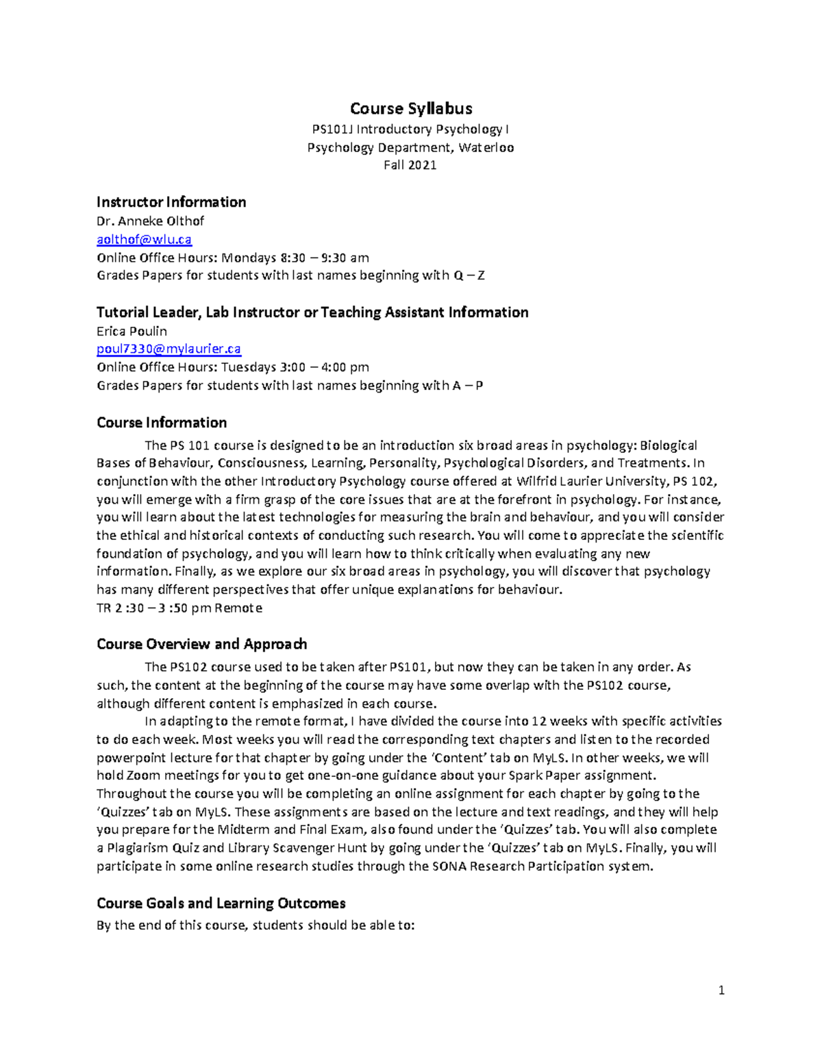 PS101 Fall 2021 Course Syllabus & Evaluation Overview - Studocu