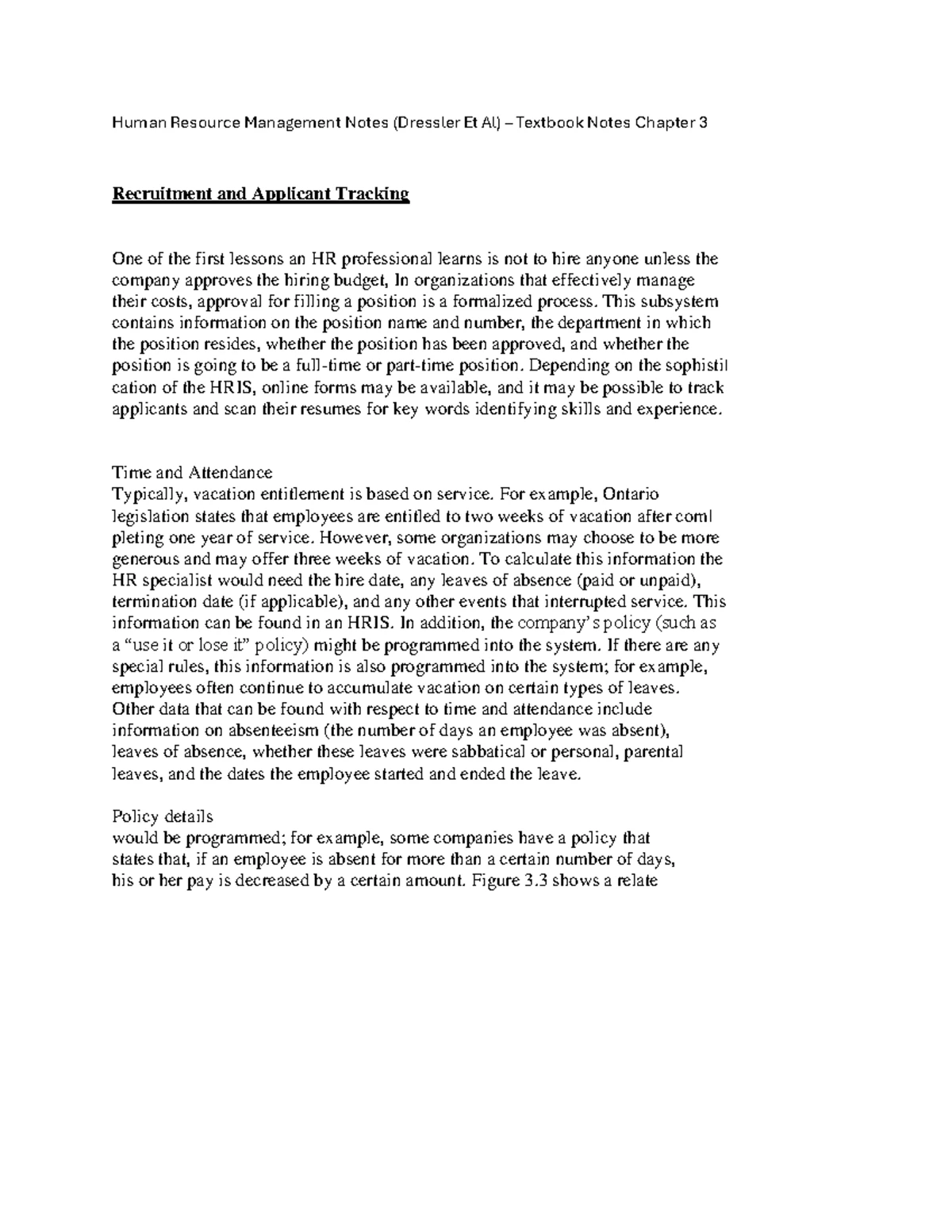 HR Management Notes (Dressler Et Al) - Chapter 3 Insights - Studocu