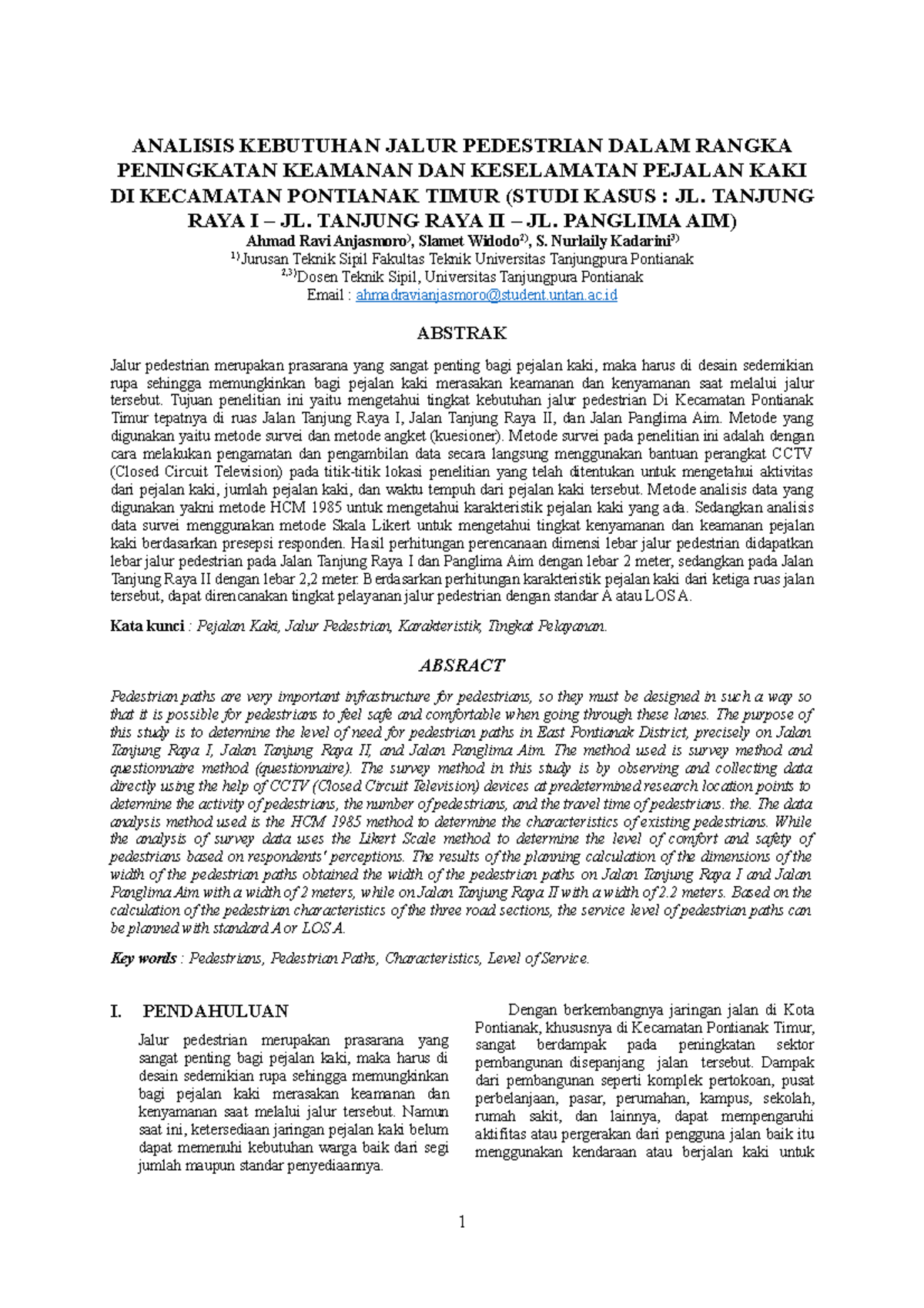 Jurnal Jlast Ahmad Ravi Anjasmoro - ANALISIS KEBUTUHAN JALUR PEDESTRIAN ...