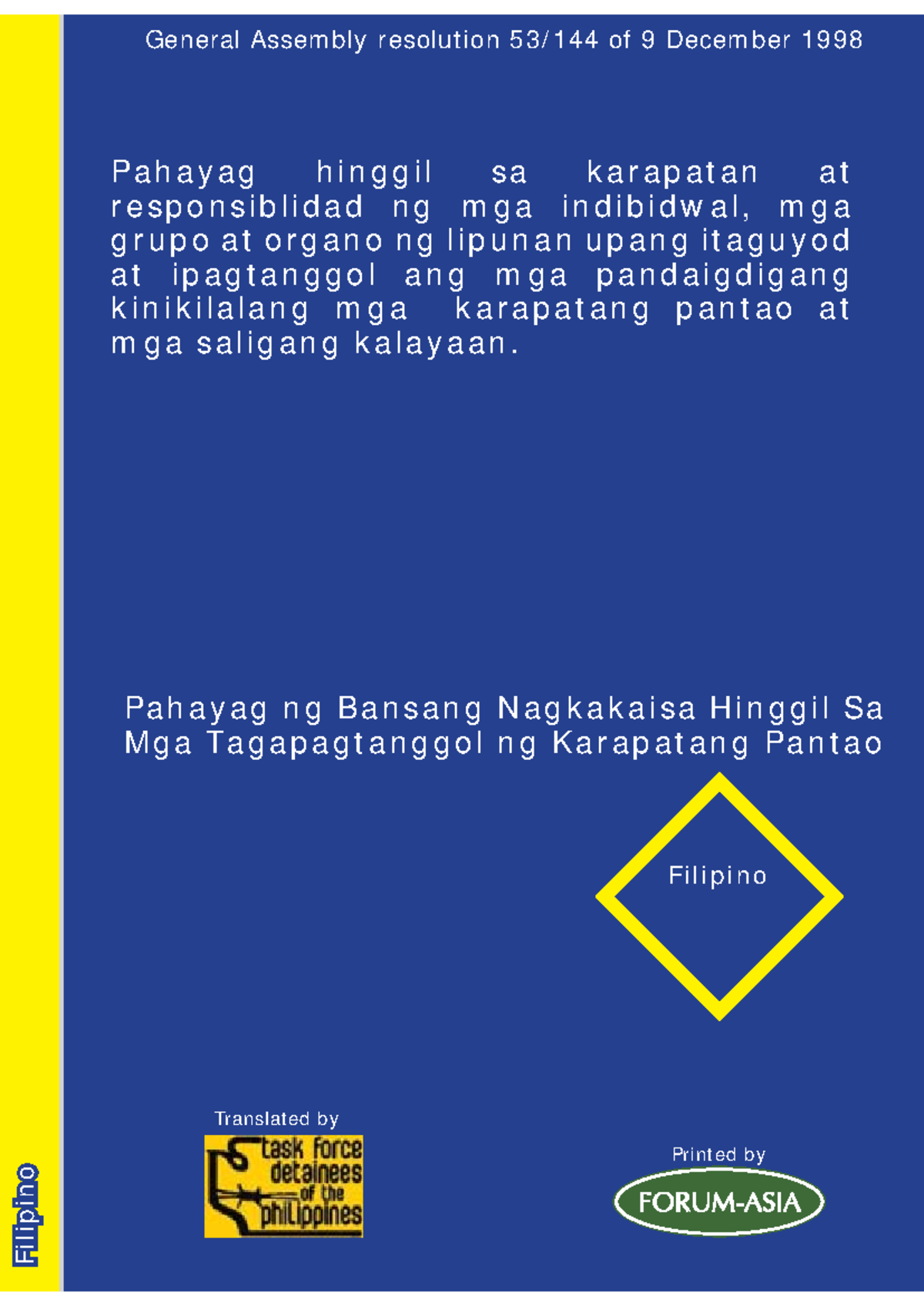 Declaration HRDFilipino - Filipino 1 Pahayag hinggil sa karapatan at ...