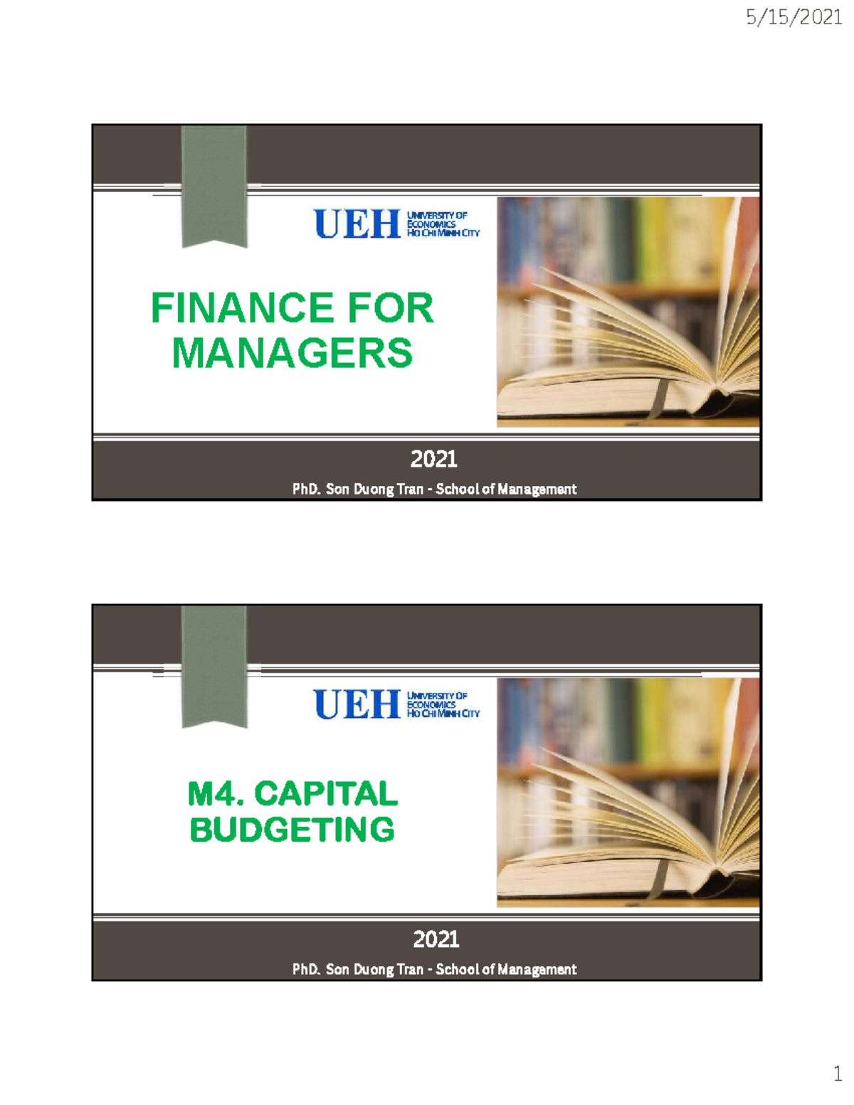 M4.2 Capital Budgeting & Investment Decisions - PhD S.D. Tran - Studocu