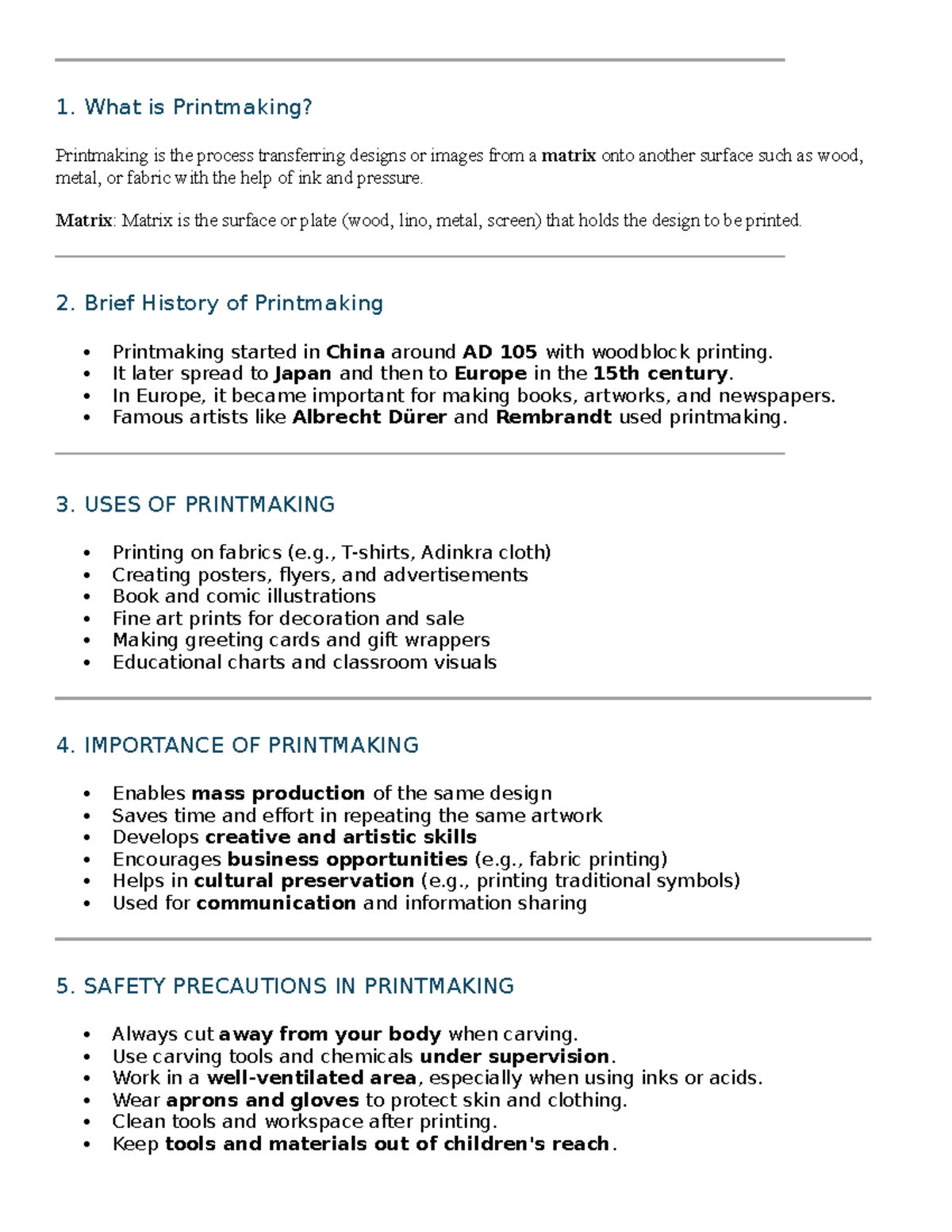 Printmaking - Lesson Notes for CAD Class Session - Studocu