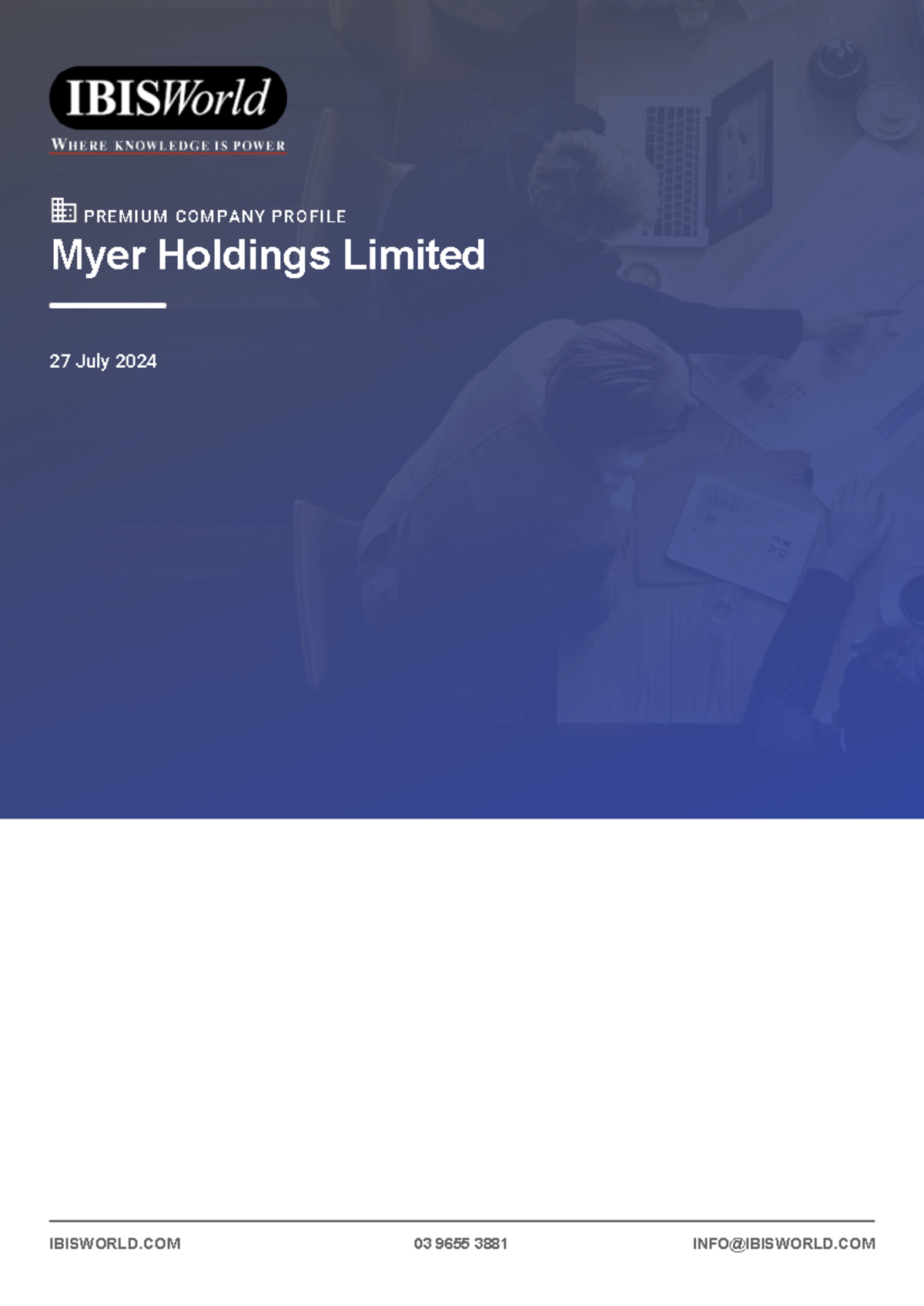 Myer Holdings Limited- Ibisworld - IBISWORLD 03 9655 3881 INFO ...