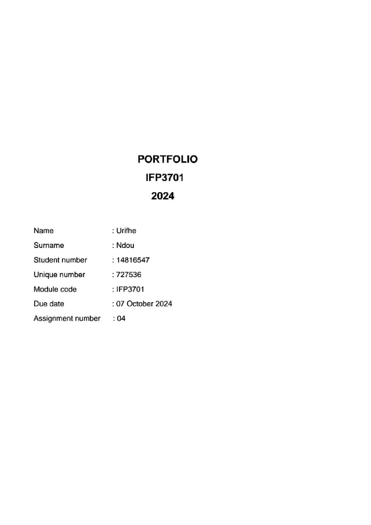 IFP3701 Portfolio Assignment 4: Supporting Learners' Needs - Studocu