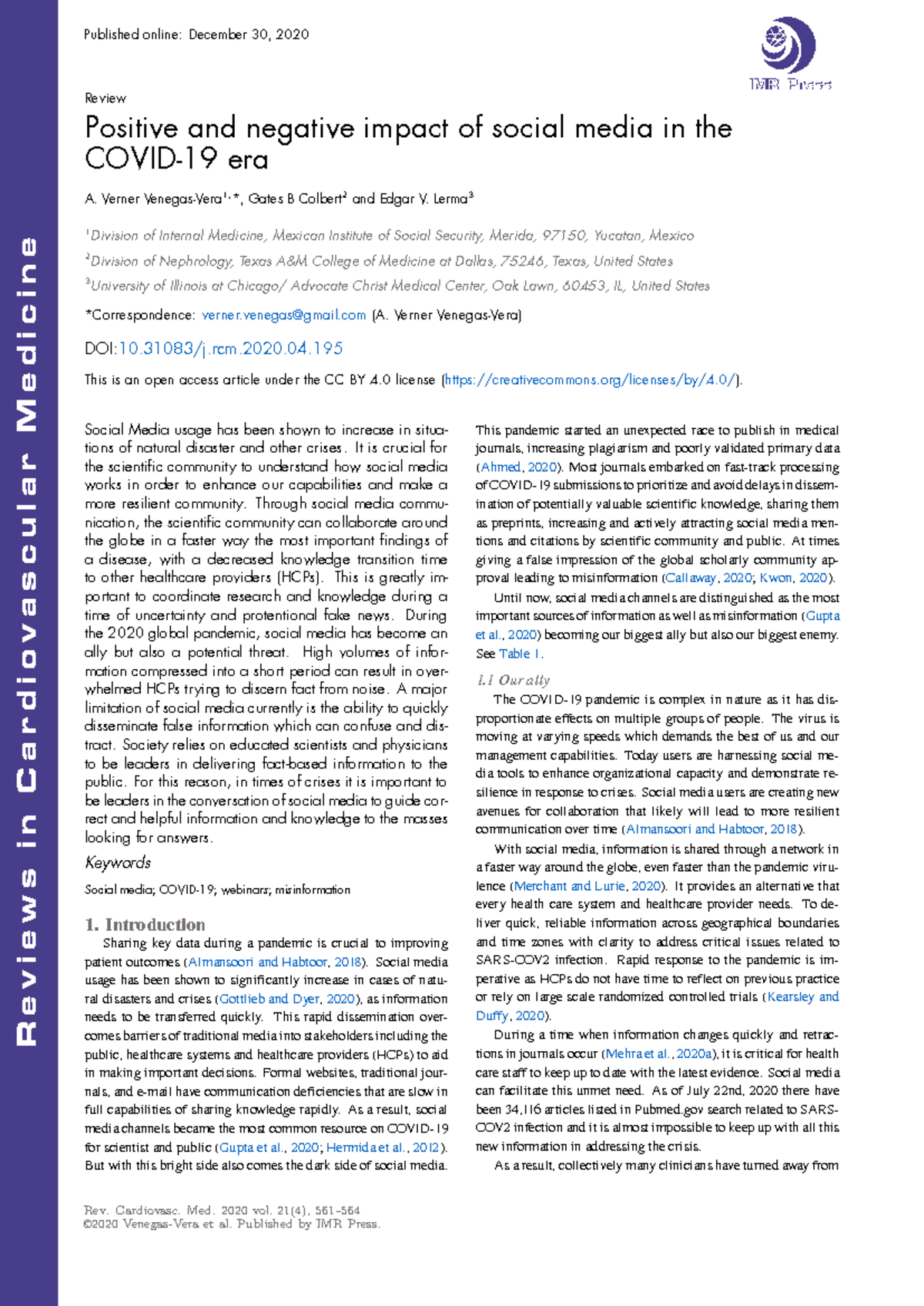 RCM202019 Review - Impact of Social Media in COVID-19 Era - Studocu