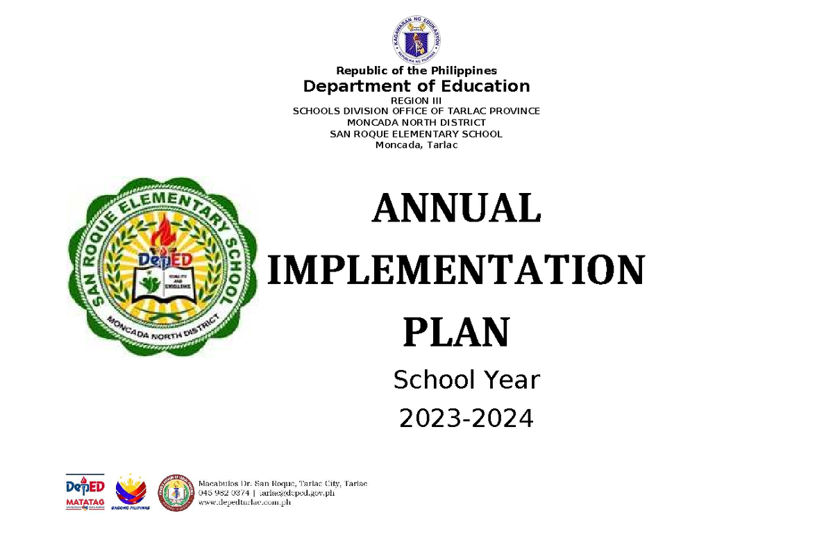 AIP 2023-2024: Annual Implementation Plan for San Roque Elementary ...