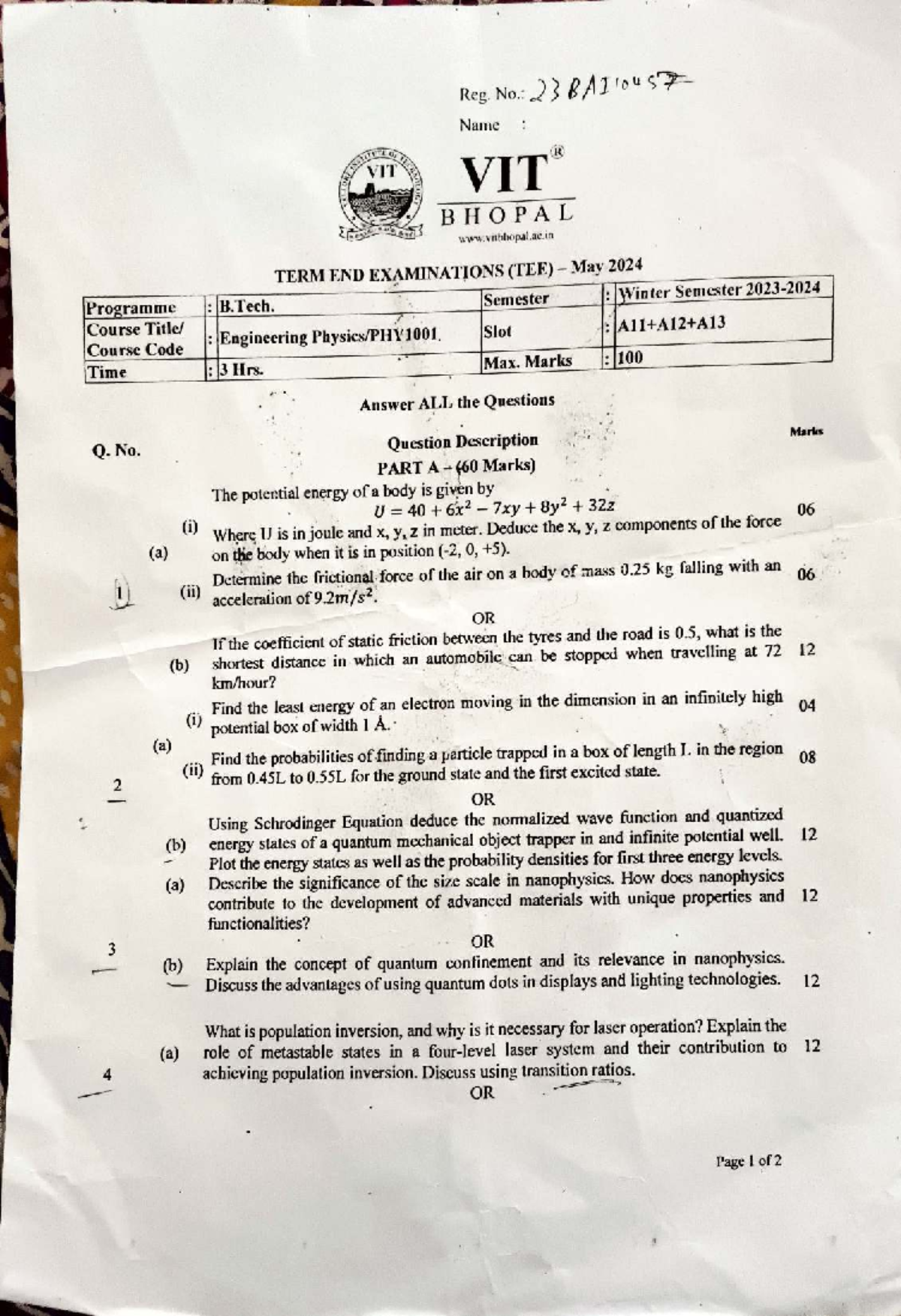 B.Tech. Engineering Exam Papers Compilation (2023-2024) - Studocu
