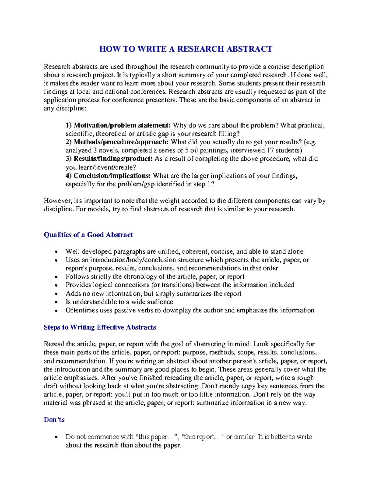 How to Write a Research Abstract: A Comprehensive Guide - Studocu