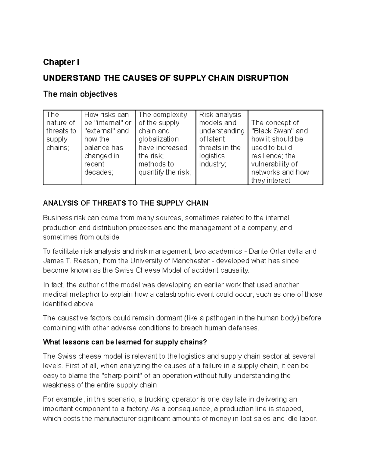SCM 413 Chapter 1-2: Understanding Supply Chain Disruption Causes - Studocu