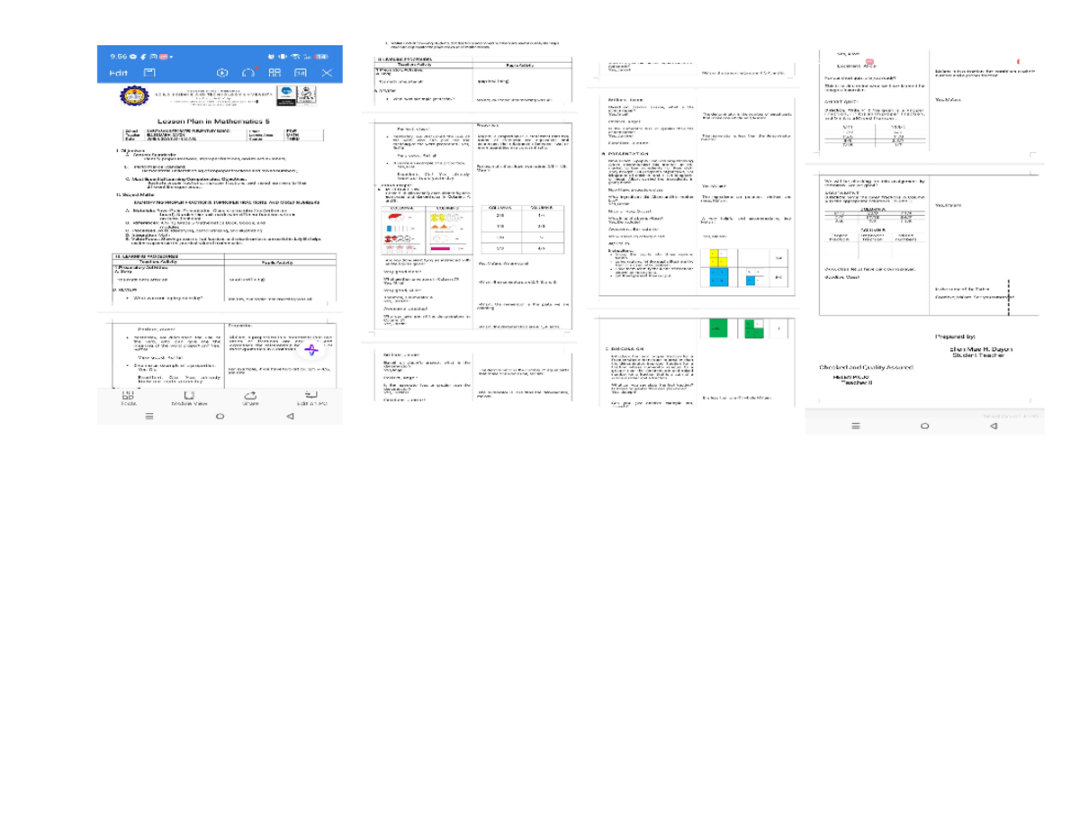 Lesson Plan (MATH 5): Understanding Proper, Improper, and Mixed Numbers ...