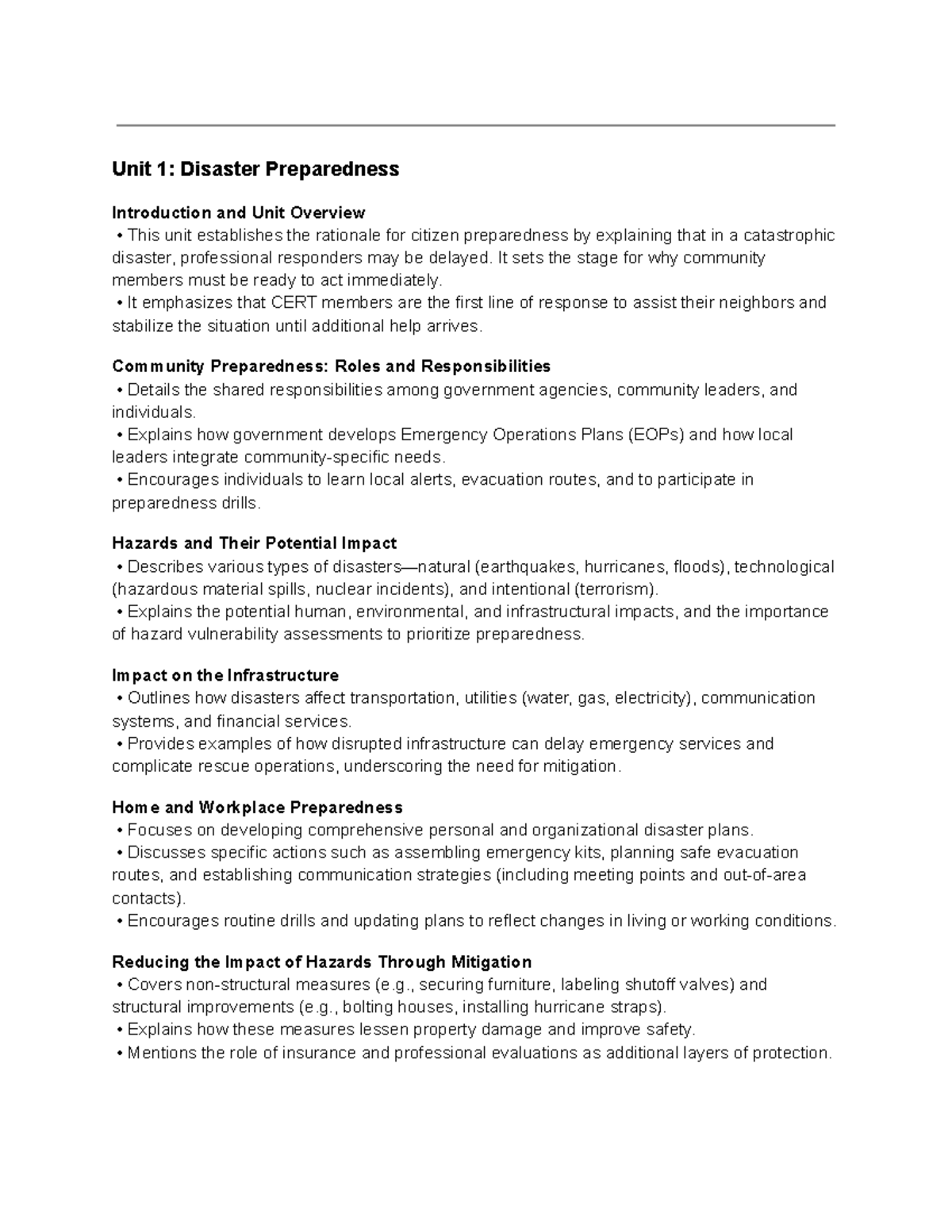 Cert Training Guide Disaster Preparedness Safety And Response Unit