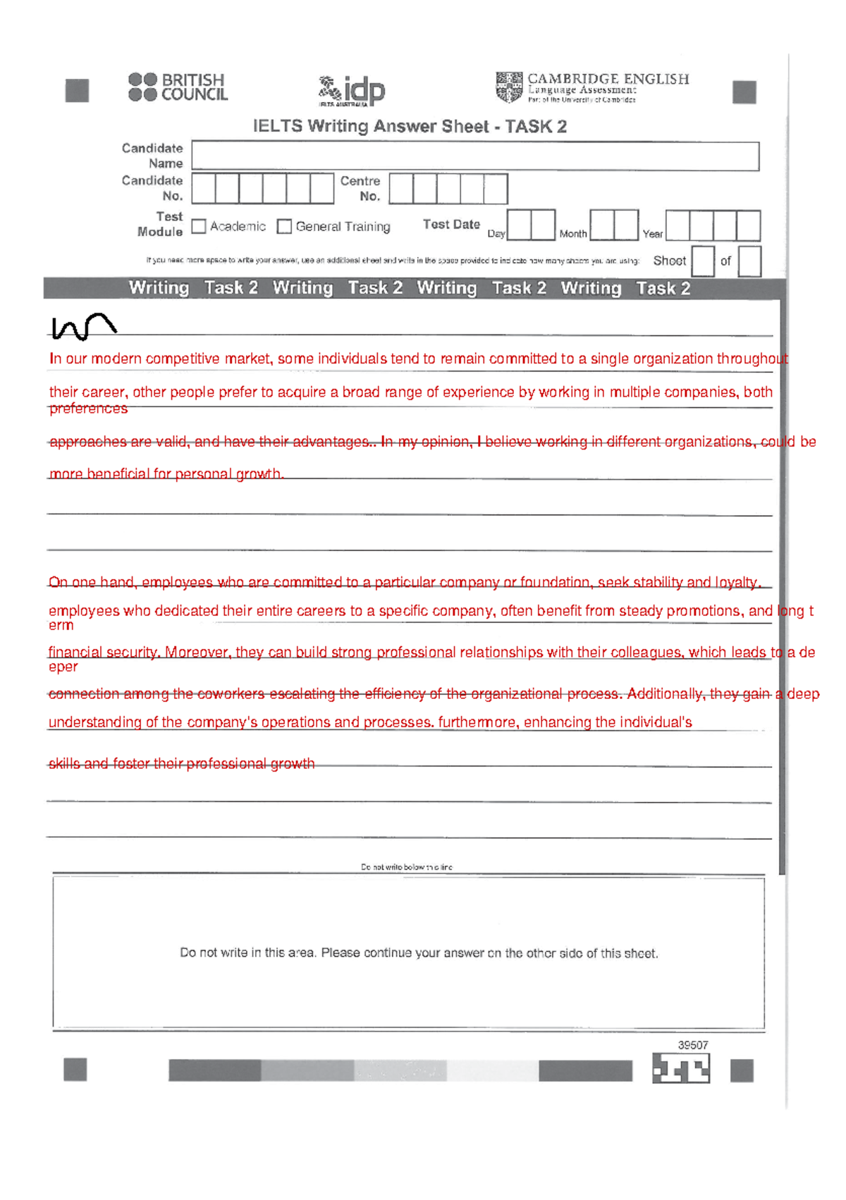Writing Task 2 Answer Sheet - 24 Developed by IDP IELTS Middle East ...