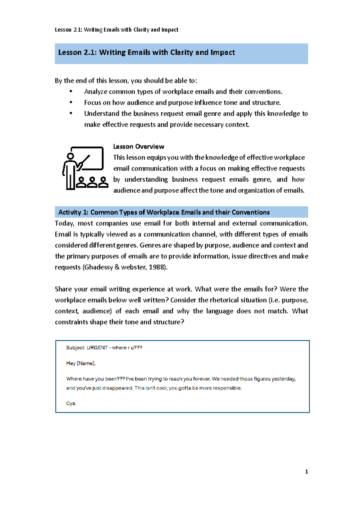 Lesson 2.1: Mastering Effective Email Communication Techniques - Studocu