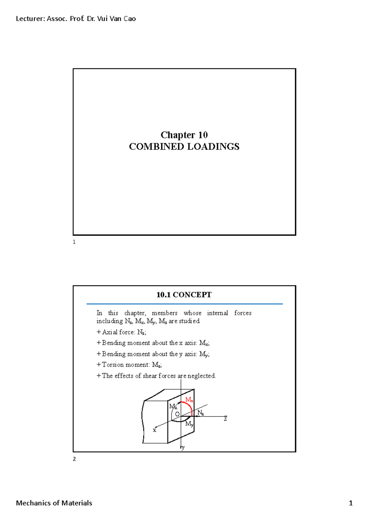 Chapter 10: Combined Loadings in Mechanics of Materials (ME 101) - Studocu
