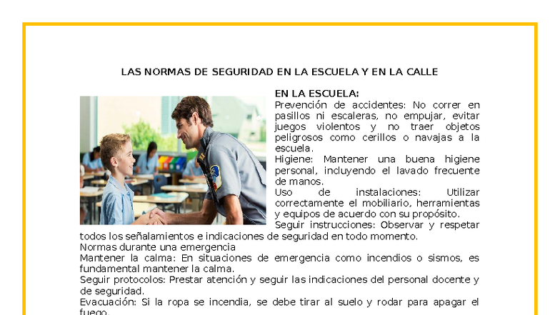 Normas de Seguridad en la Escuela y en la Calle: Prevención y ...