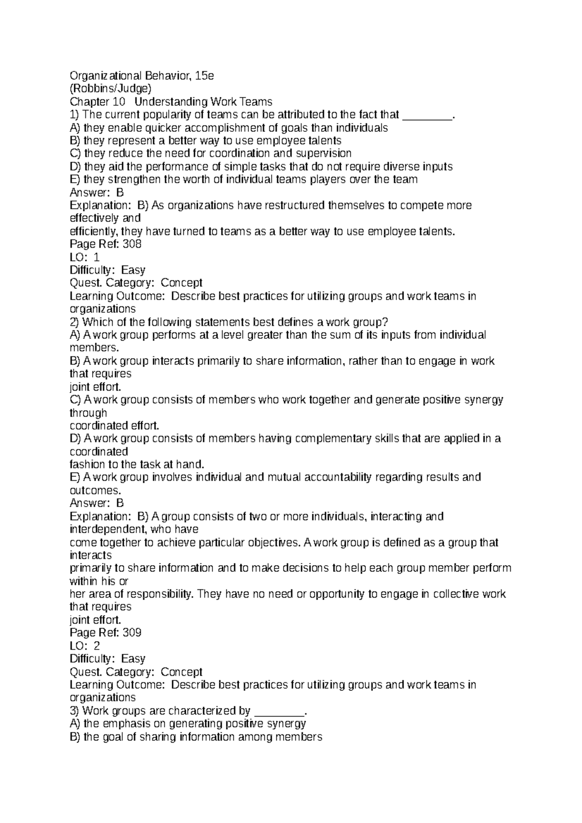 Chapter 10 - Understanding Work Teams: Study Guide Materials - Studocu