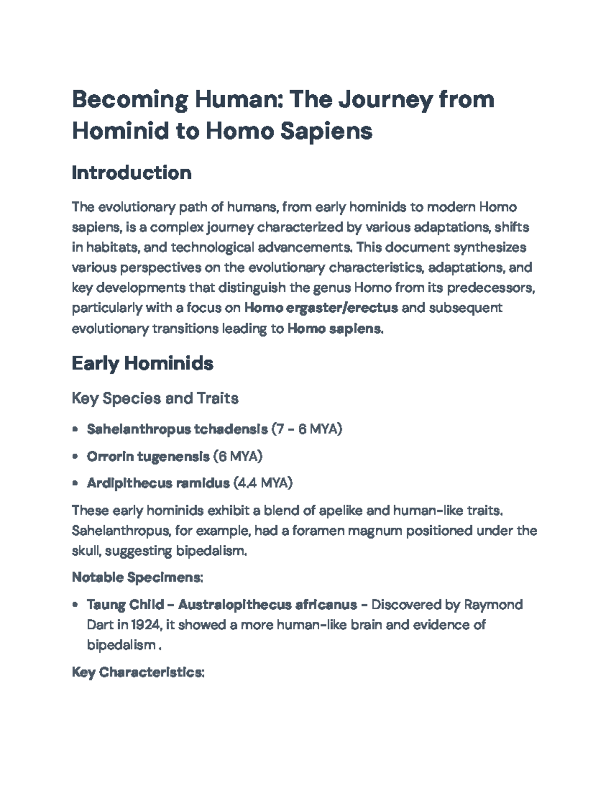 Evolutionary Biology: The Path from Hominids to Homo Sapiens - Becoming ...