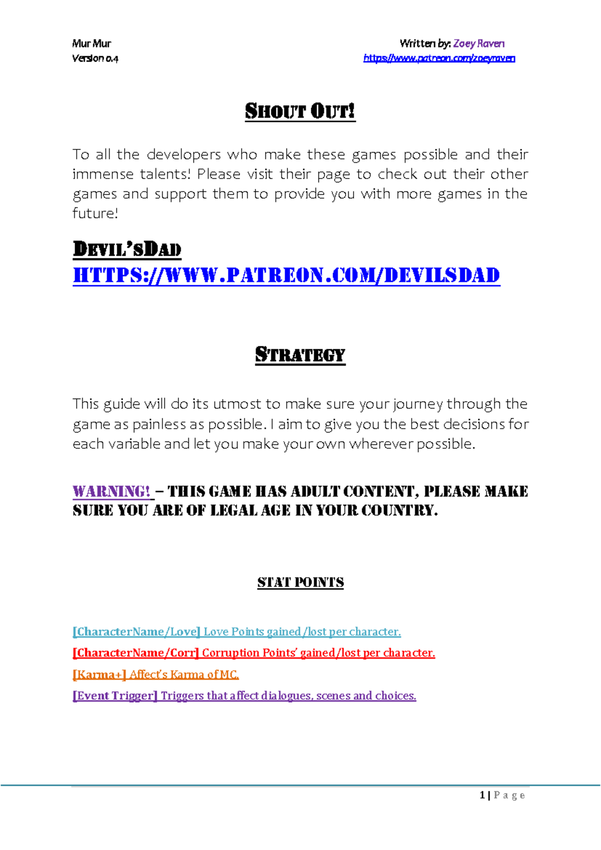 Murmur Game Strategy Walkthrough v0.4 by ZoeyRaven Studocu