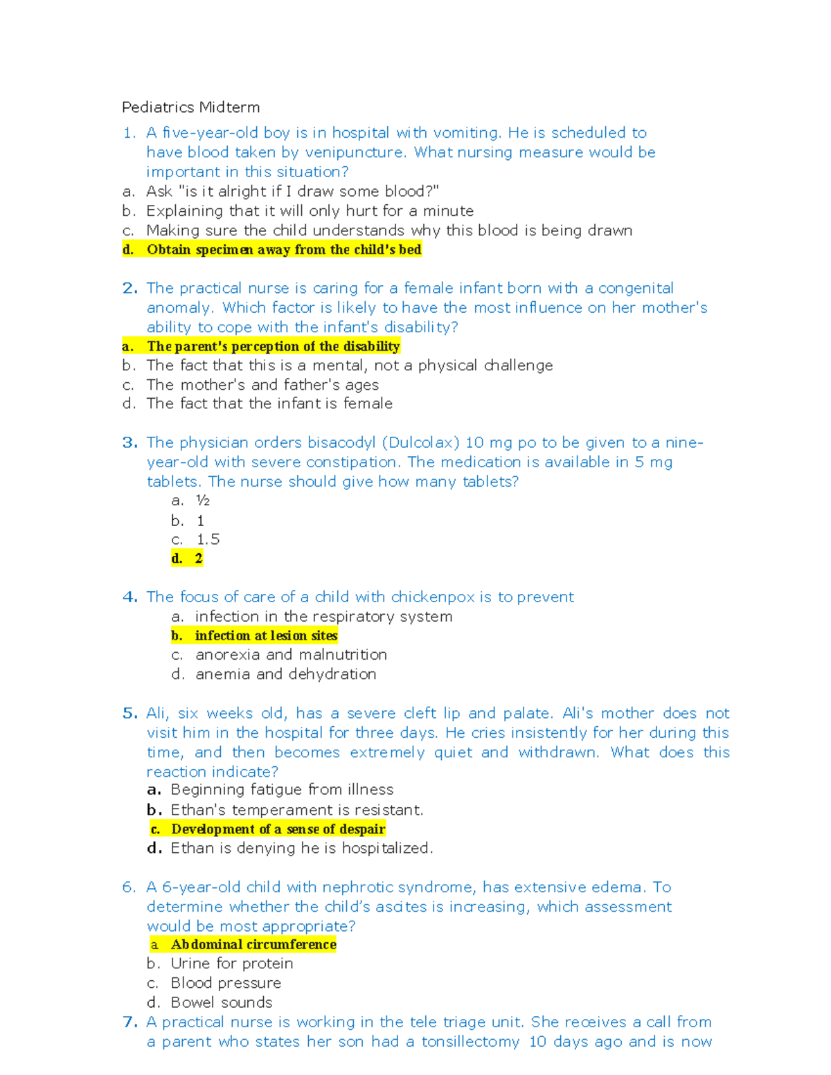 Pediatrics Midterm 1 Review: Key Concepts and Nursing Interventions ...