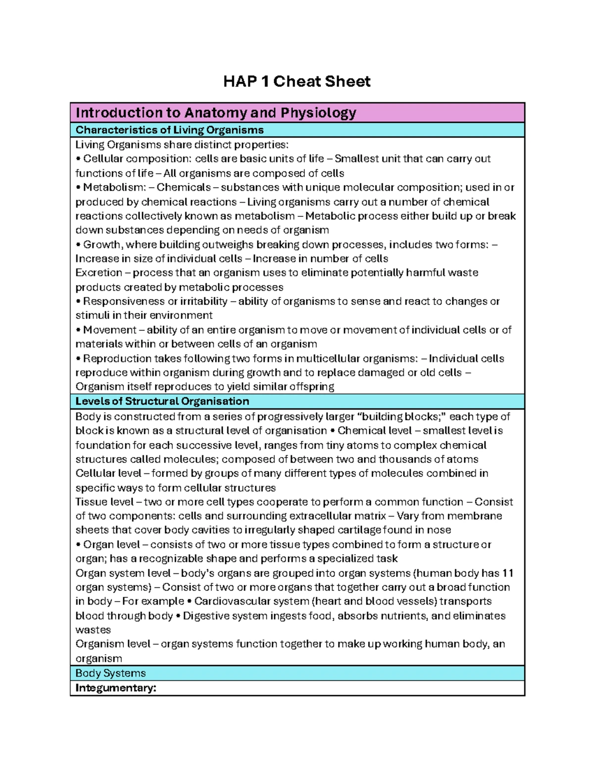 NATS 1009 Workshop 1: Intro to Human Anatomy and Physiology 1 - Studocu