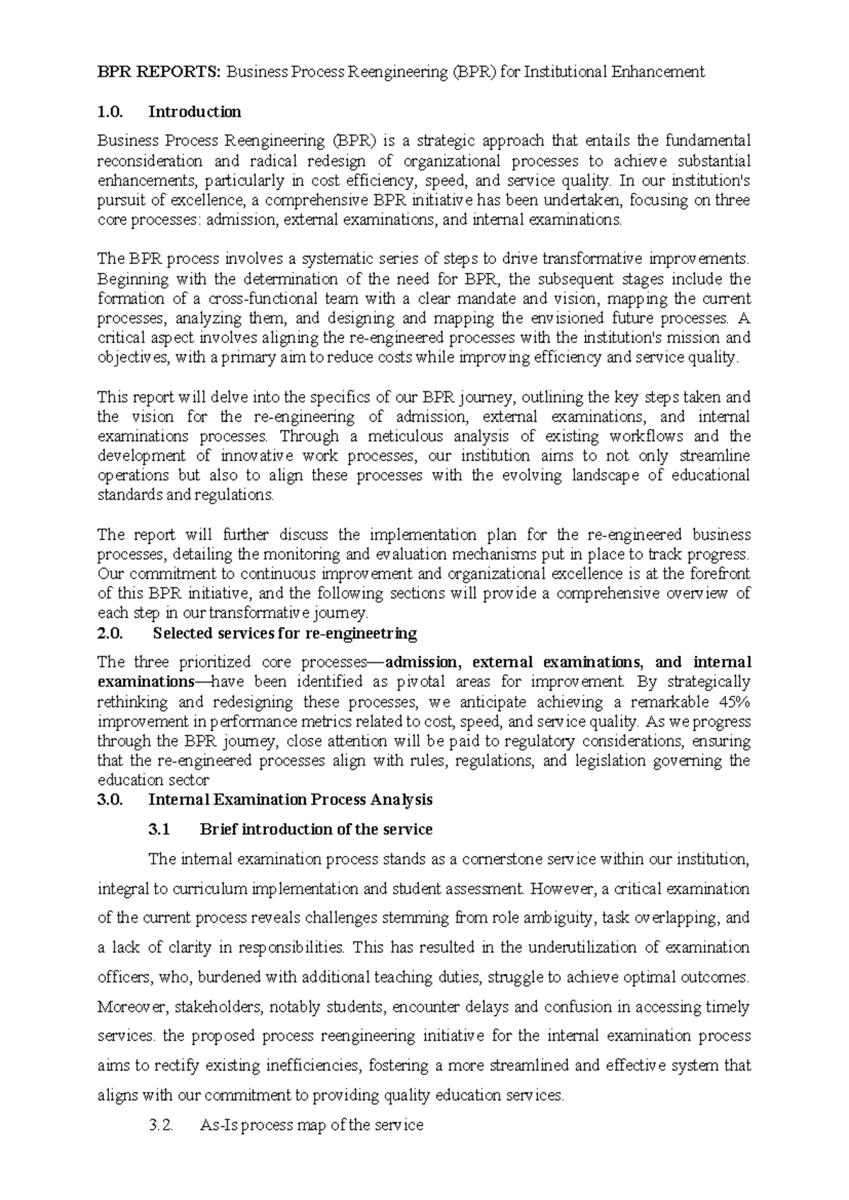 BPR Reports: Enhancing Internal Exam Processes for Efficiency and ...