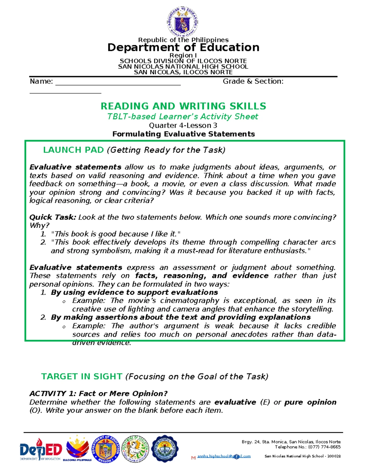 385771714 TLE EIM 7 Periodical Exam: Electrical Installation ...