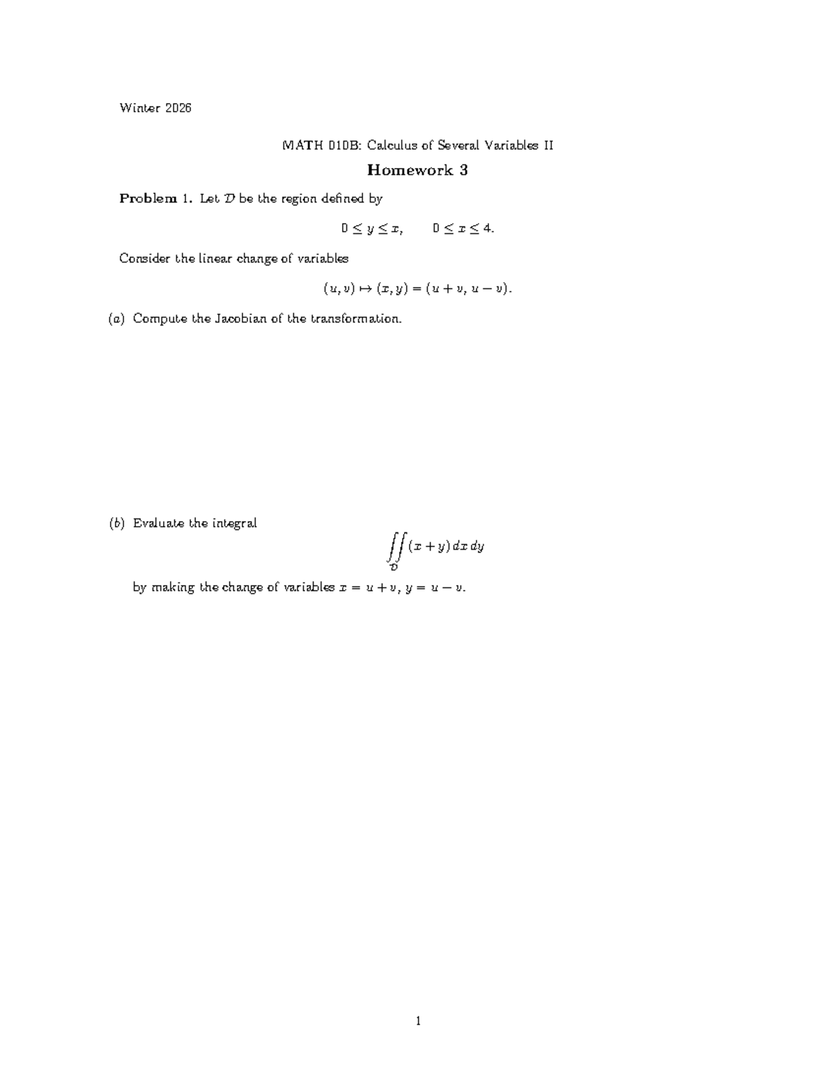 Winter 2026 MATH 010B: Calculus II Homework 3 Problems Overview - Studocu