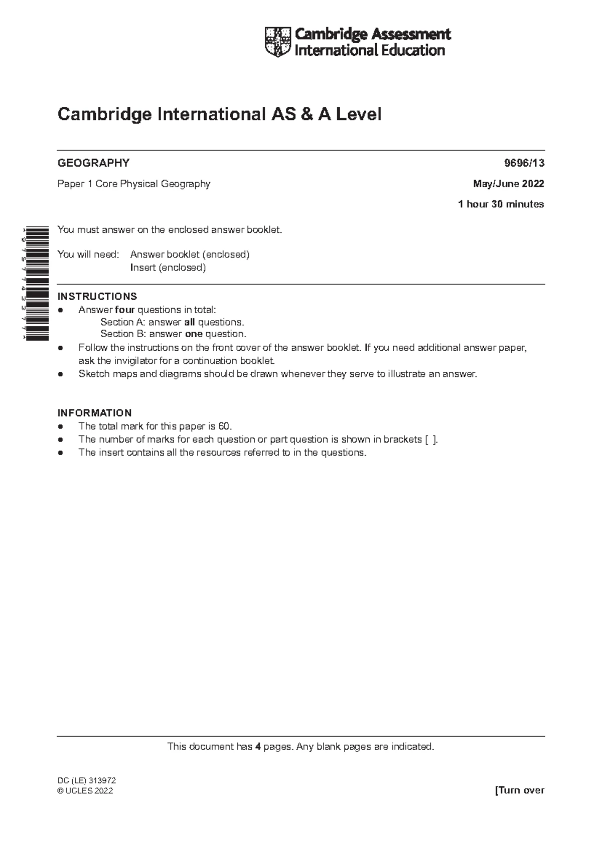 Cambridge International AS & A Level Geography 9696 s18 Paper 1 ...