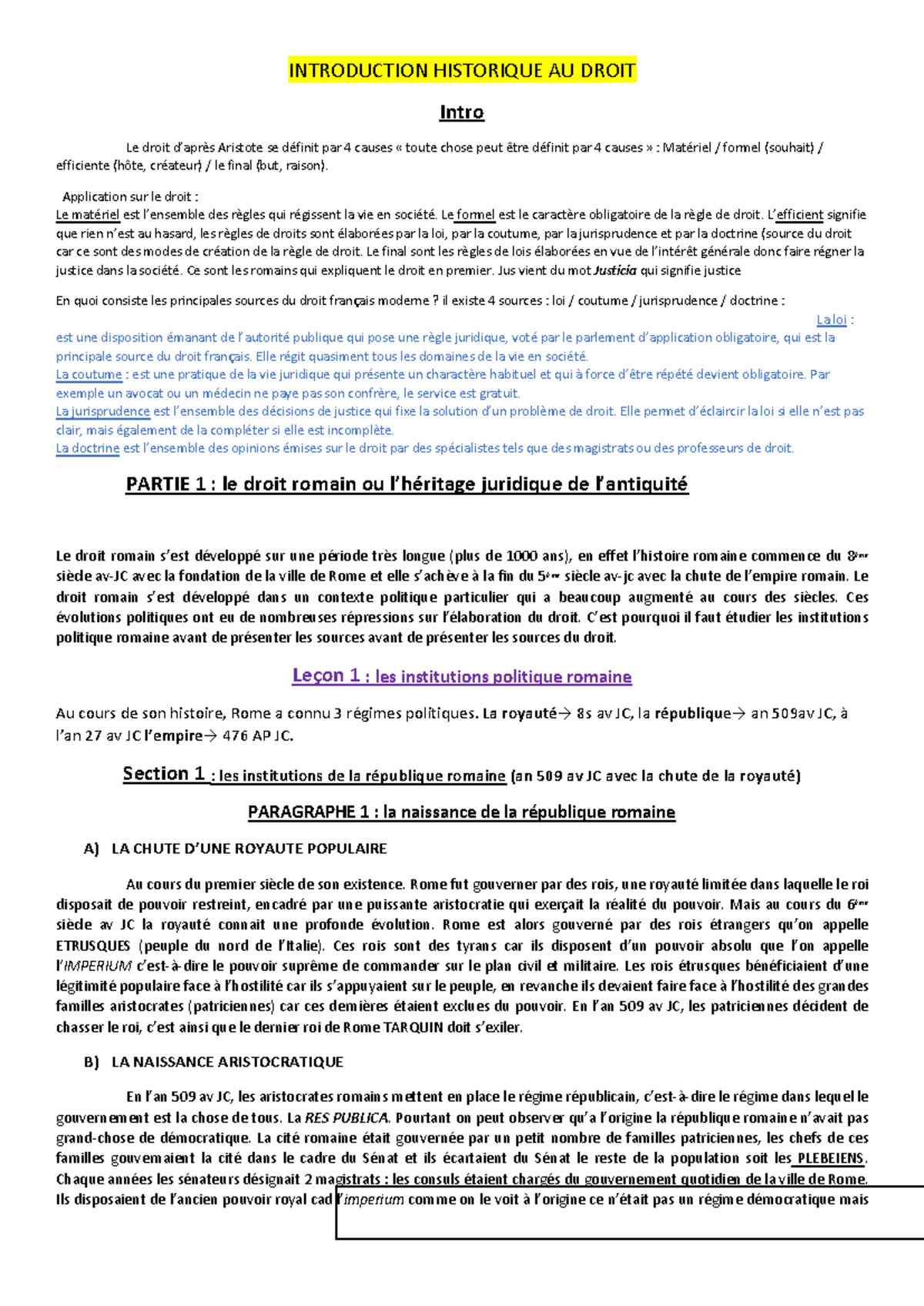 Introduction historique au droit (DROIT 101) : Les fondements et ...