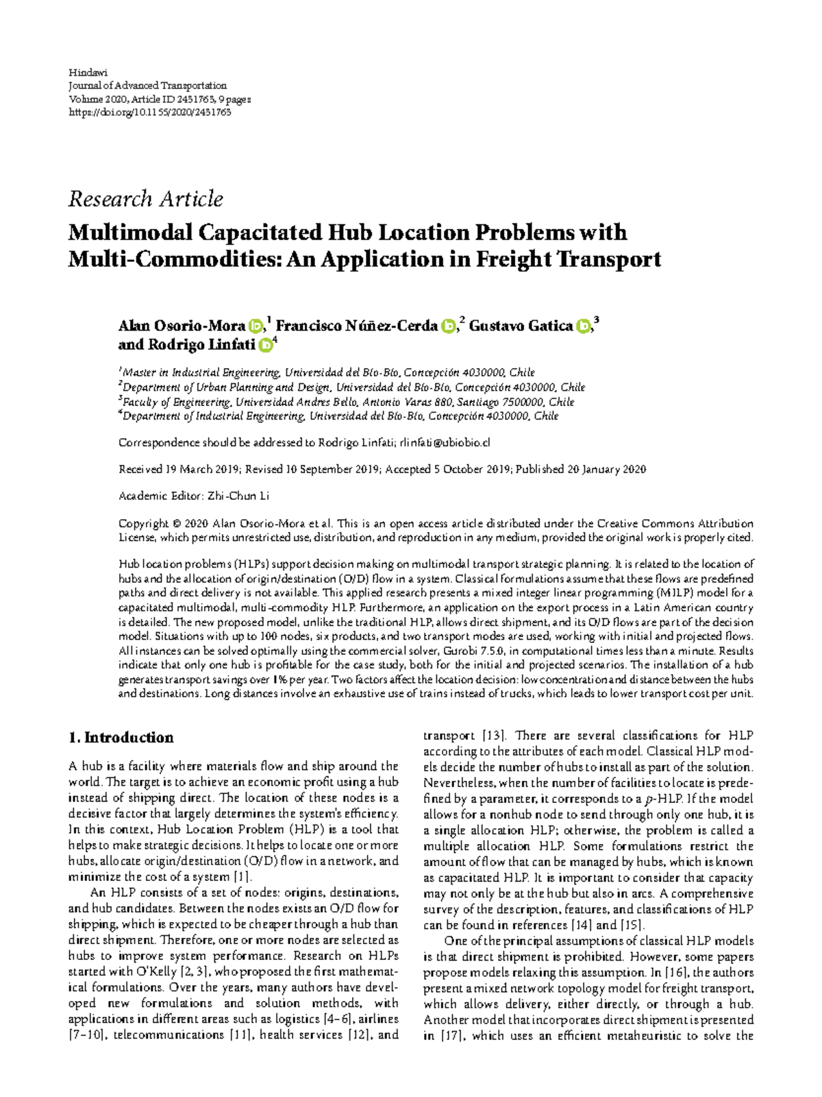 Multimodal Capacitated Hub Location Problems in Freight Transport (ENG ...