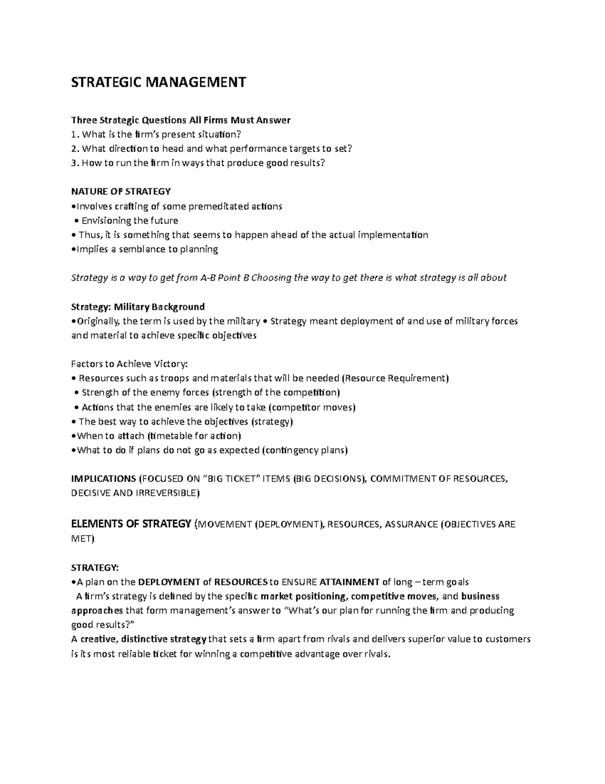 STRATEGIC MANAGEMENT 7 - STRATEGIC MANAGEMENT Three Strategic Questions ...