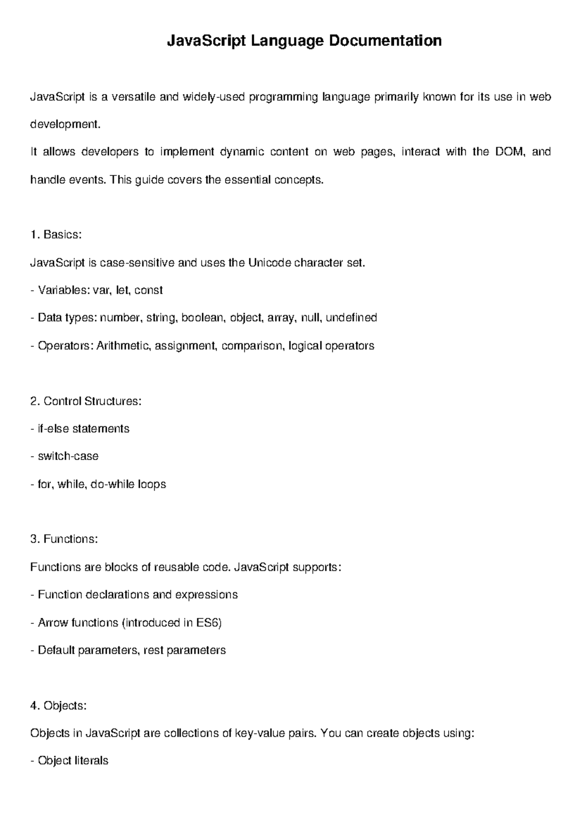 Javascript documentation - JavaScript Language Documentation JavaScript ...